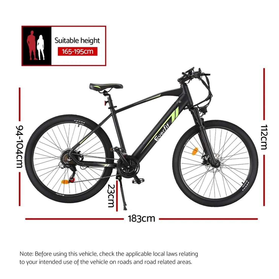 7 Everfit 27.5 Inch Electric Bike Mountain Bicycle eBike Battery 21 Speed - Black, 7 of 7