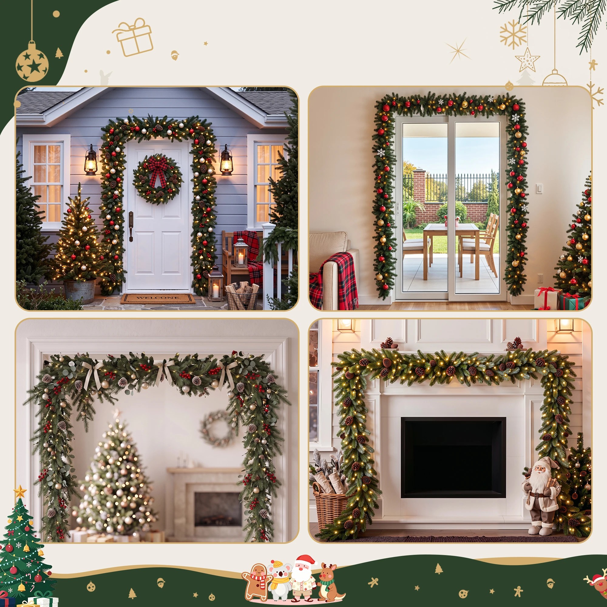 7 Jingle Jollys Christmas Garland Hook Wreath Hanger Fits 85-125CM Door - Black, 7 of 8