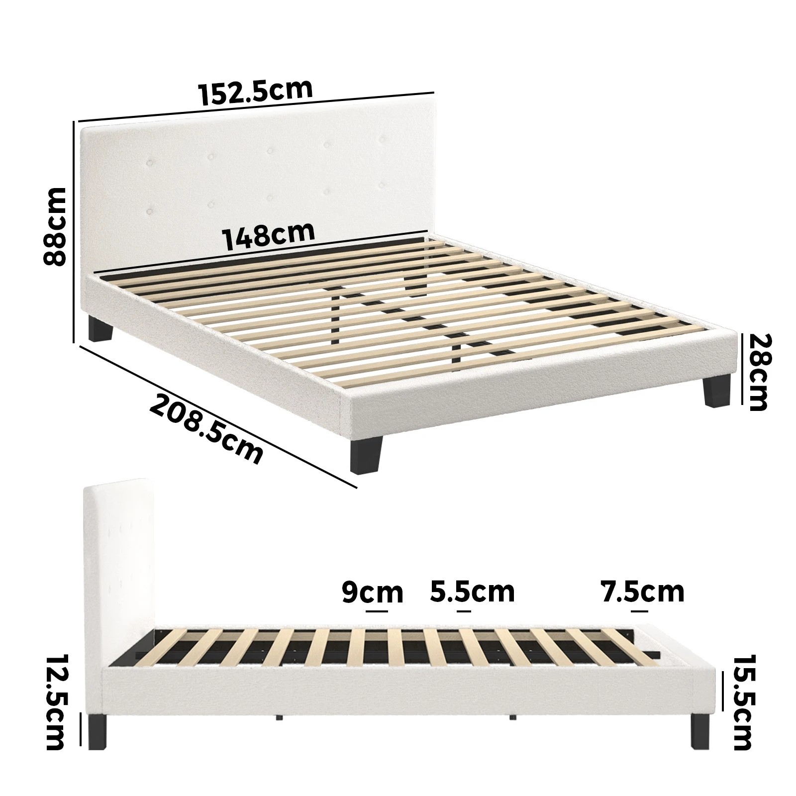 10 Oikiture Queen Bed Frame Bed Platform
 - White, 10 of 10