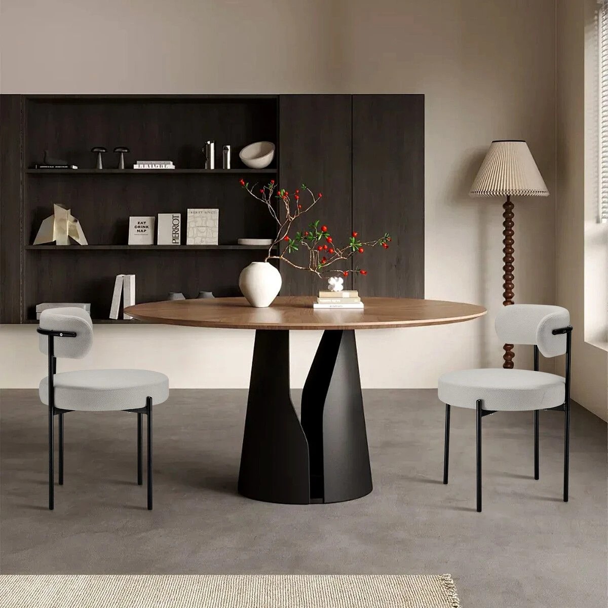 3 Ausway 2x Boucle Dining Chairs Round Sherpa Upholstered, 3 of 5
