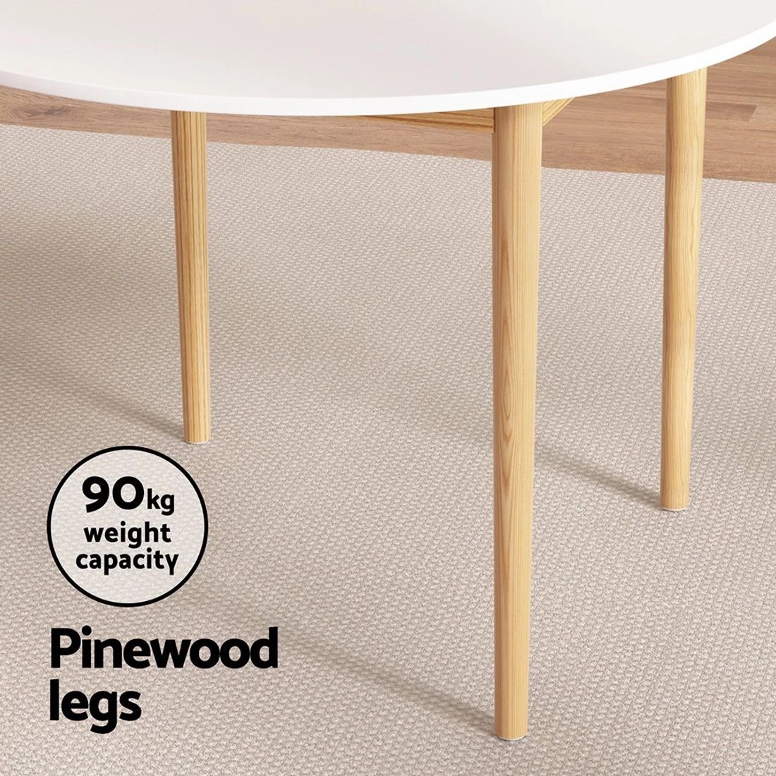 7 Artiss Dining Table Round  108CM Diameter Demi - White, 7 of 7