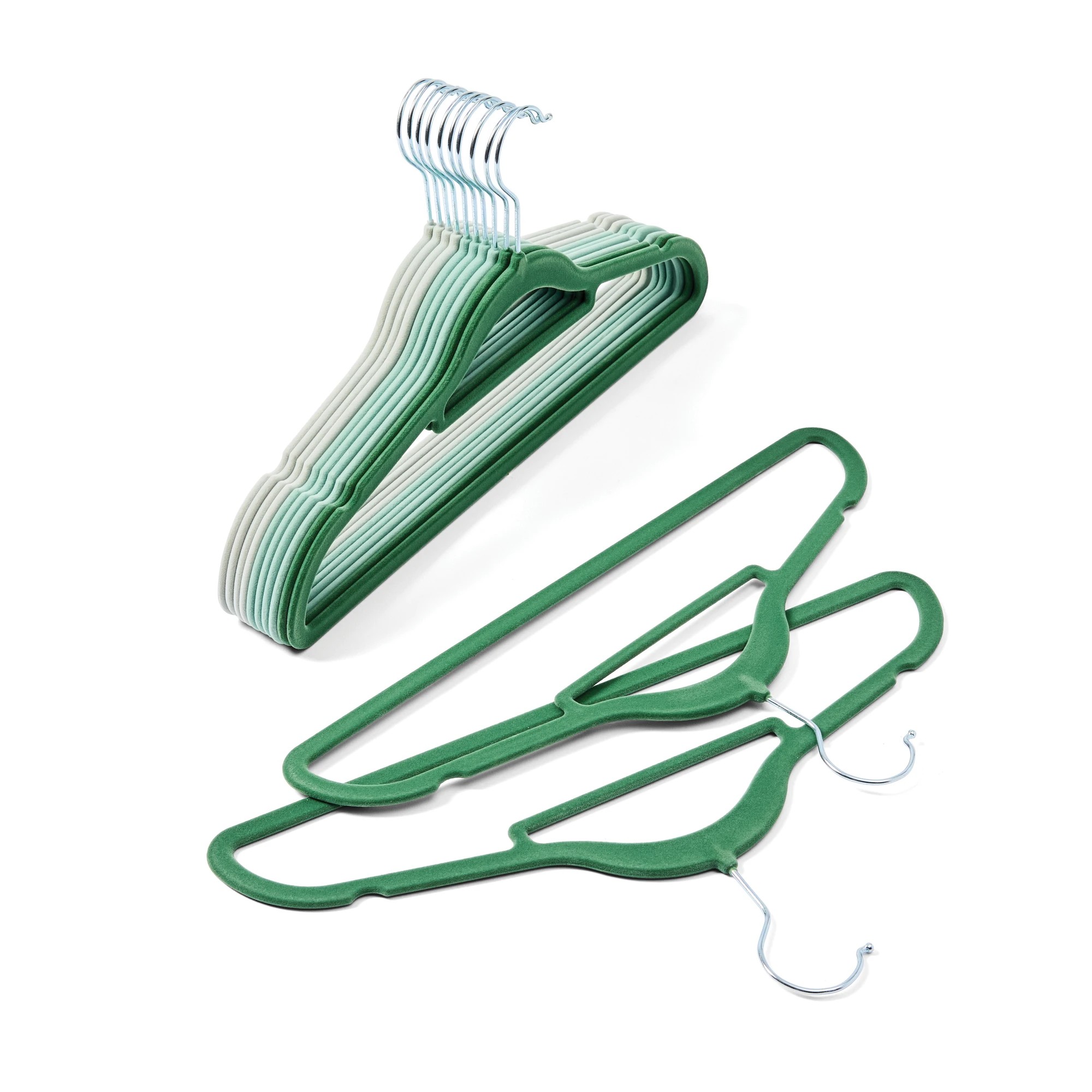 3 12 Pack Flocked Hangers - Green, 3 of 8