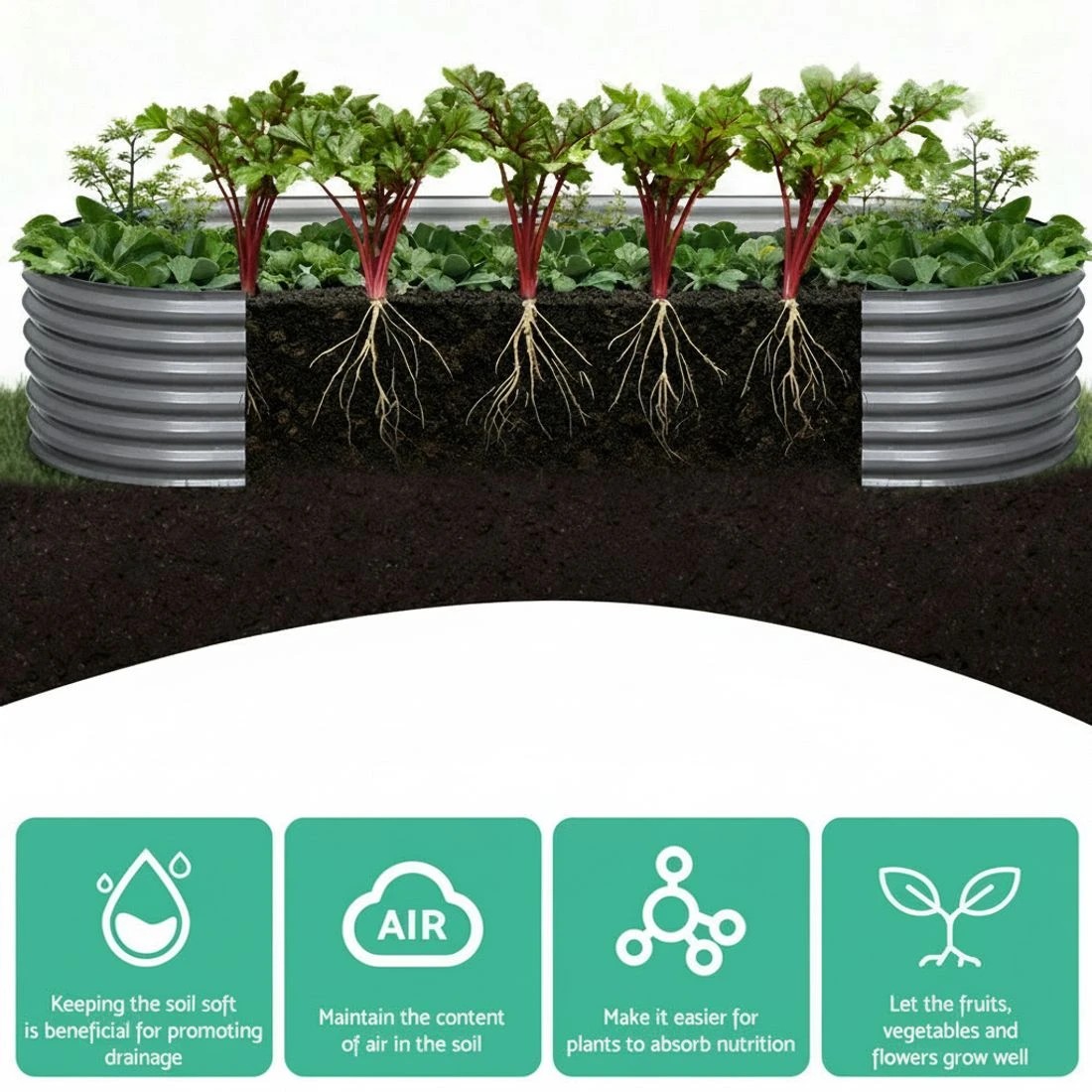 Fingers Raised Garden Bed 160X80X42cm Oval Planter Box Raised Container ...