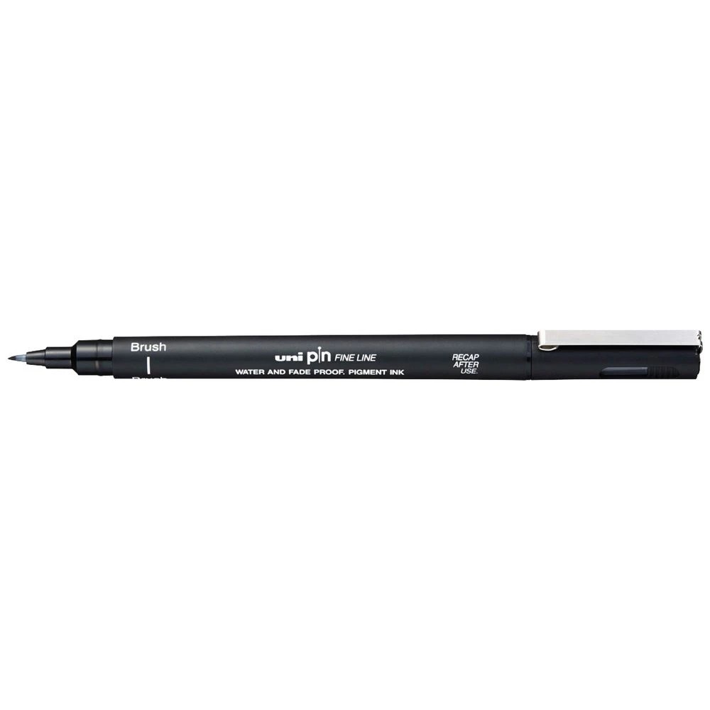 1 Uni Pin Fineliner Brush Tip Black, 1 of 2