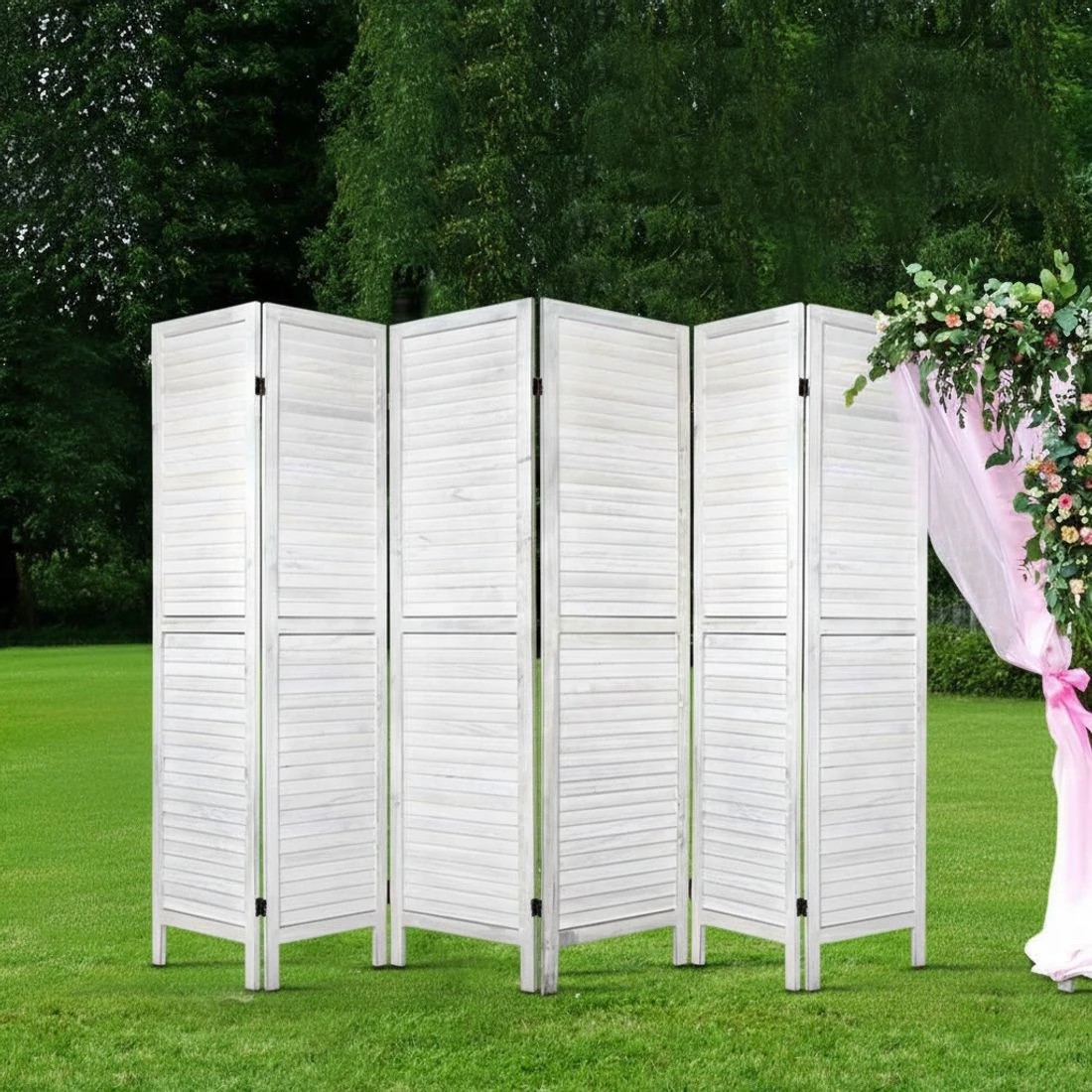 7 Artiss 8 Panel Room Divider Screen 326x170cm Louver - White, 7 of 8