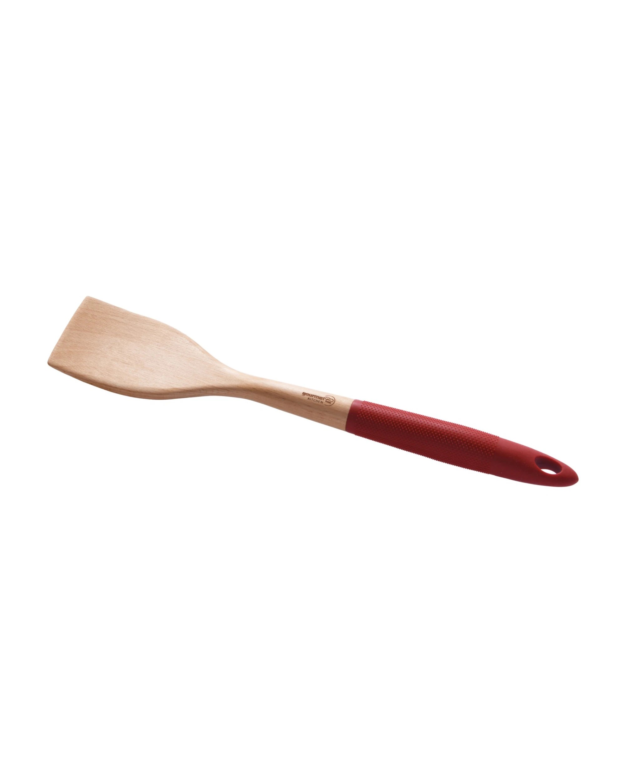 7 Gourmet Kitchen 4 Piece Rustic Beech Wood Kitchen Utensil Set with Silicone Grip - Red, 7 of 9