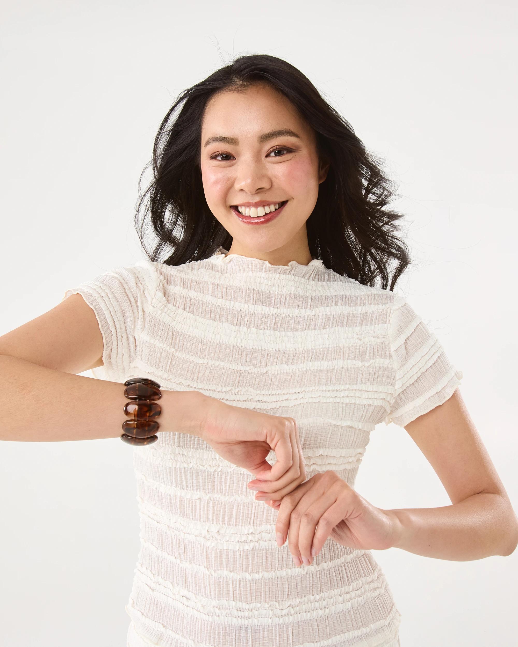 7 Stone Stretch Bracelet - Brown Brown, 7 of 8