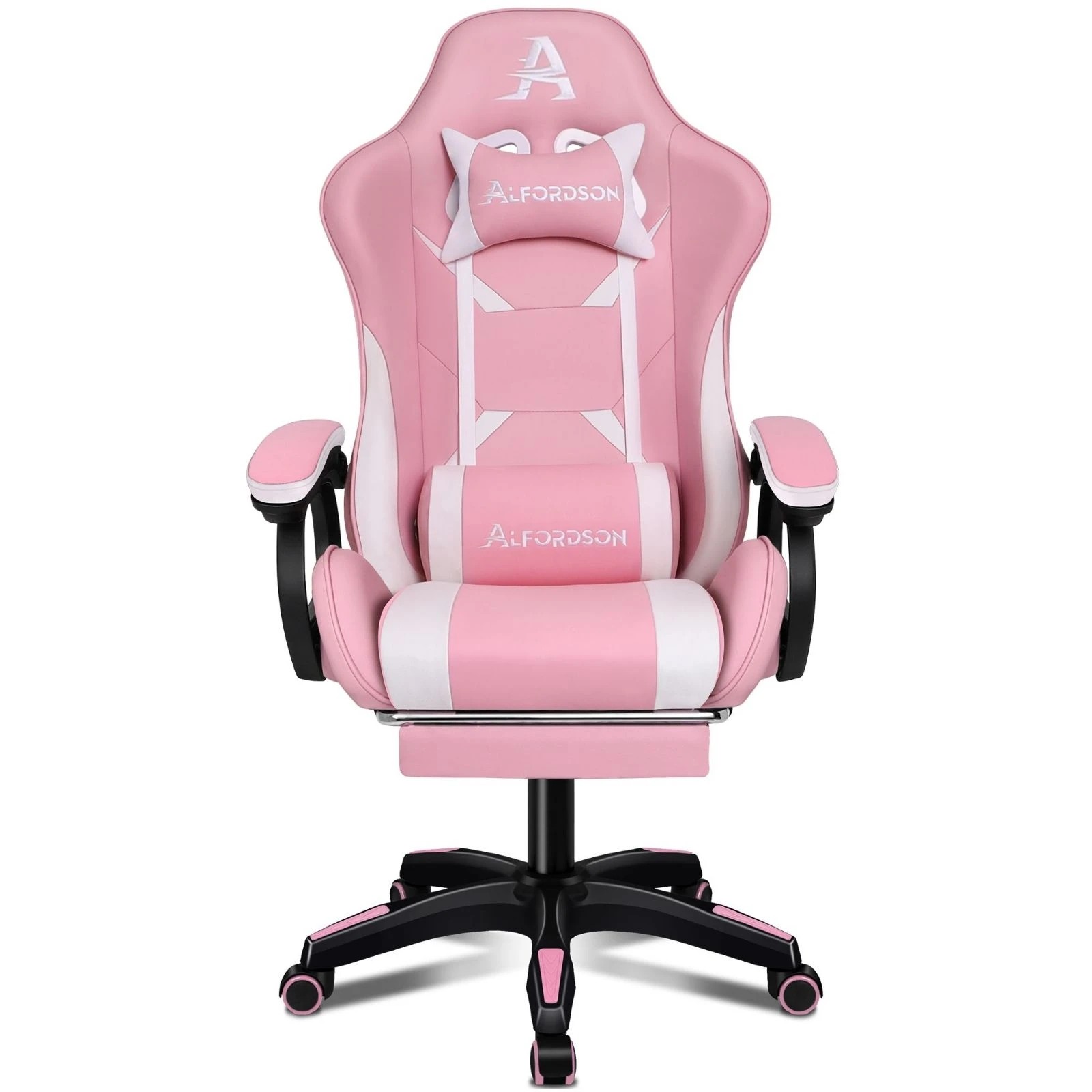 5 Alfordson Gaming Office Chair Massage Racing Computer Seat Footrest Leather - Pink, 5 of 10