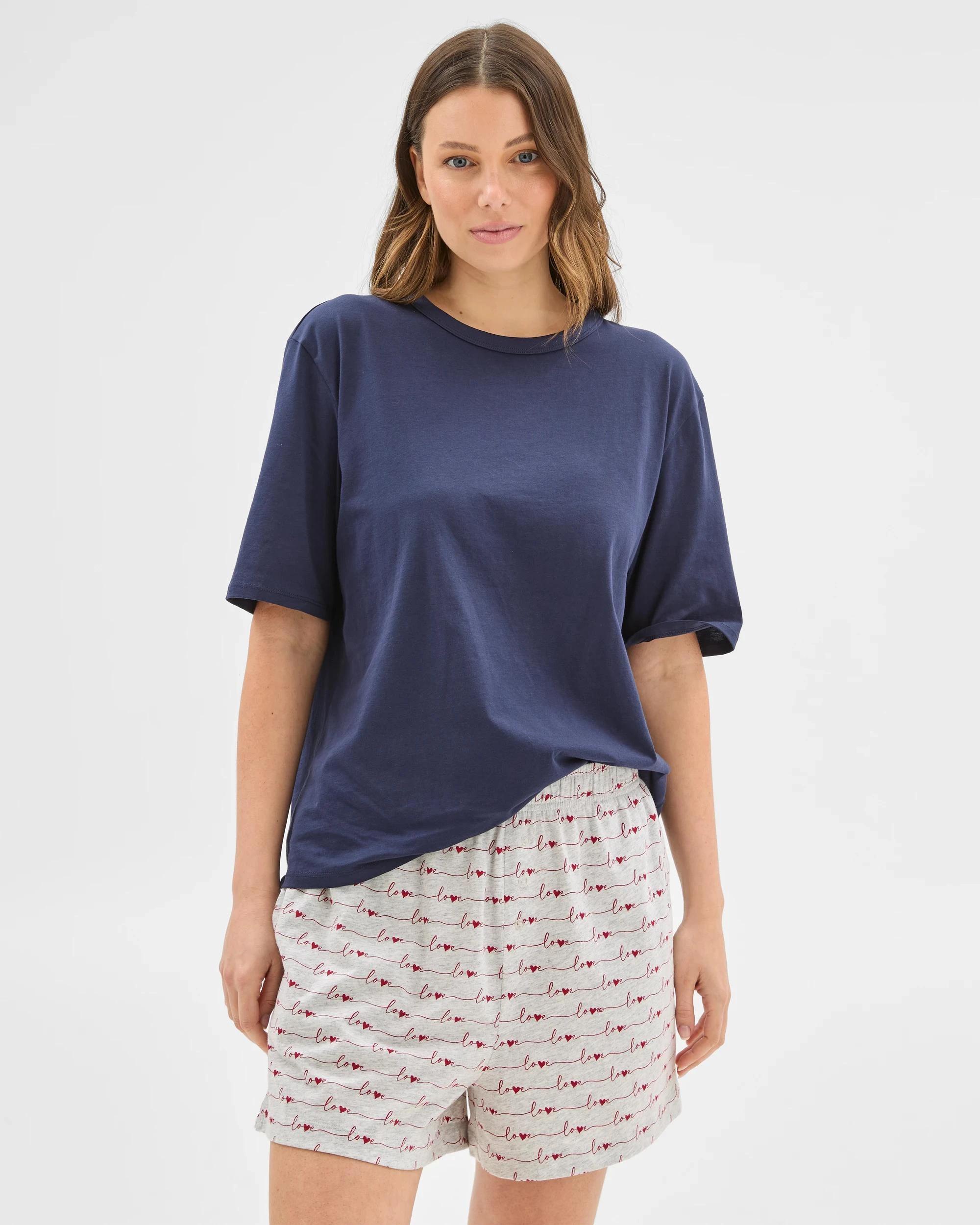 2 Target Woman Womens Australian Cotton Jersey Sleep Boxer Shorts LOVE GREY MARLE, 2 of 5