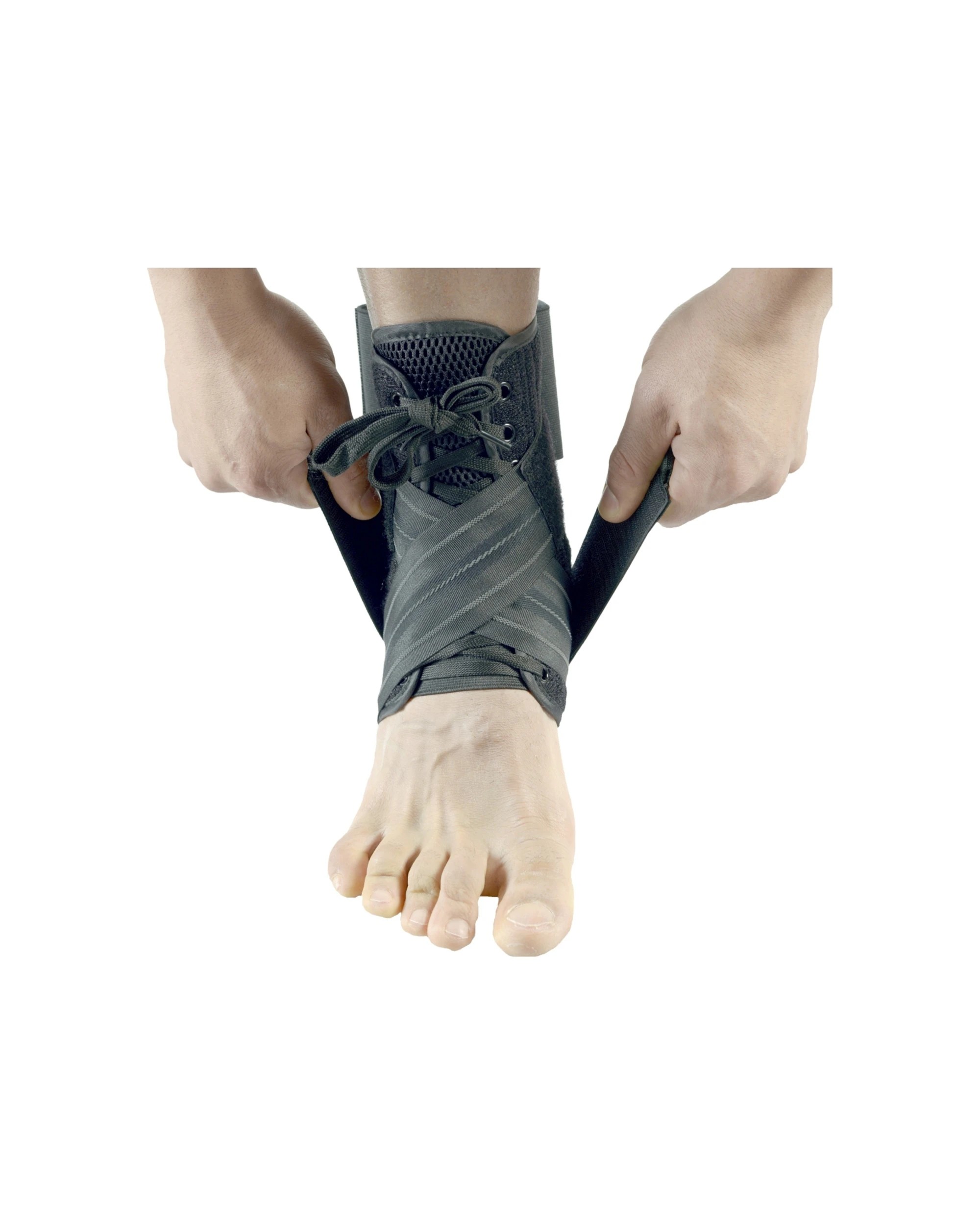 2 Bodyassist Sports Lock Lace Up Ankle Guard Support Brace Medium - Black, 2 of 3