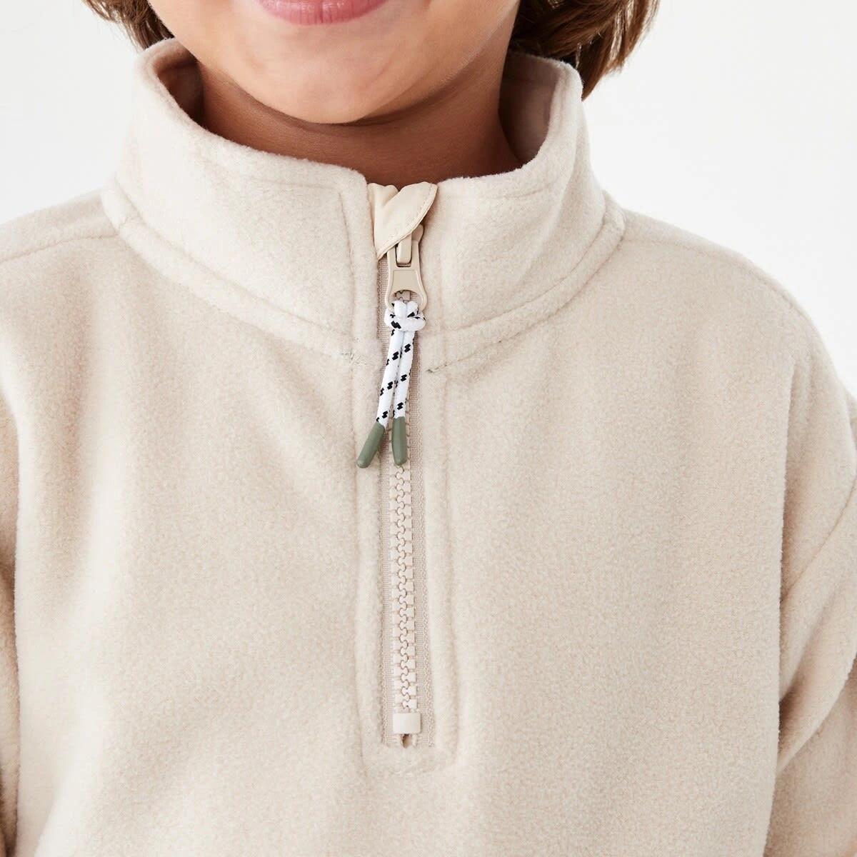 4 Polar Fleece Quarter Zip Sweatshirt Ecru, 4 of 9