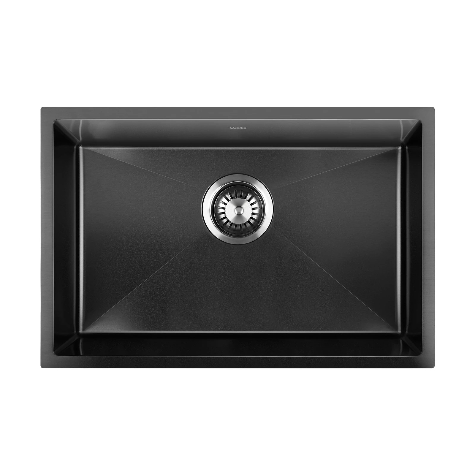 1 Welba Kitchen Sink Stainless Steel Basin Single Under/Top/Flush Mount 60X45CM - Black, 1 of 6