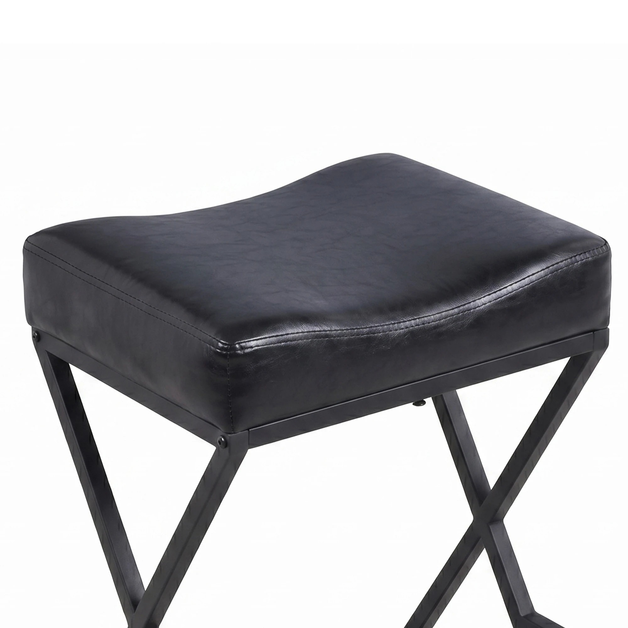 6 Advwin Bar Stools Set of 2 PU Leather Kitchen Counter Stools w/ U-Shape Cushion & Footrest - Black, 6 of 7