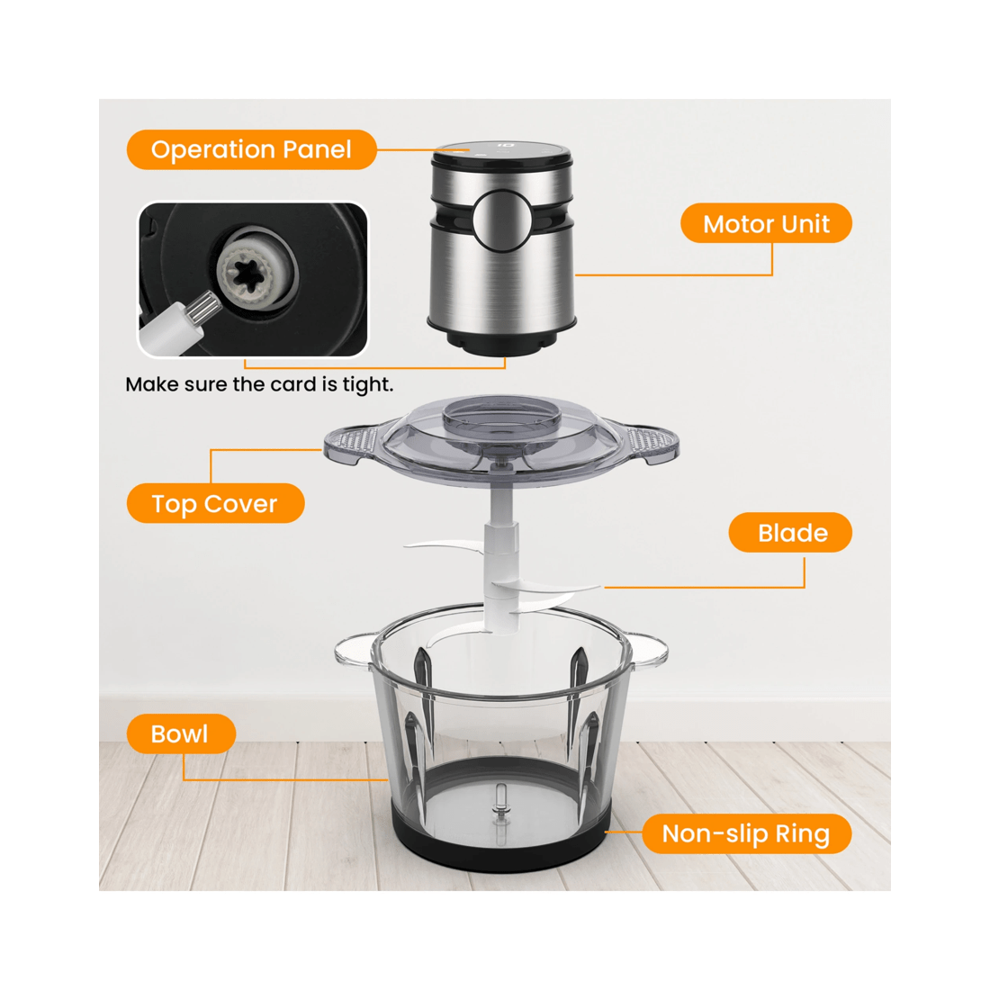 7 Advwin Electric Chopper, 3l Food Processor With 4 Sharp Blades, 500w Meat Grinder For Veg/meat/egg, 7 of 9