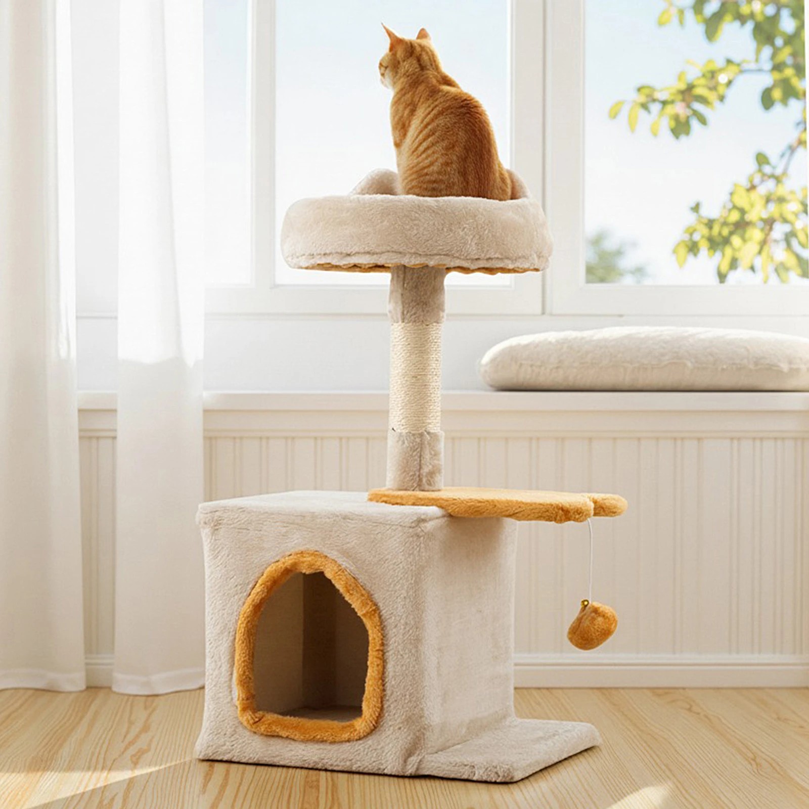 4 Costway Cute Kitty Tower w/Plush Perch Pet Furniture Activity Center, 4 of 5