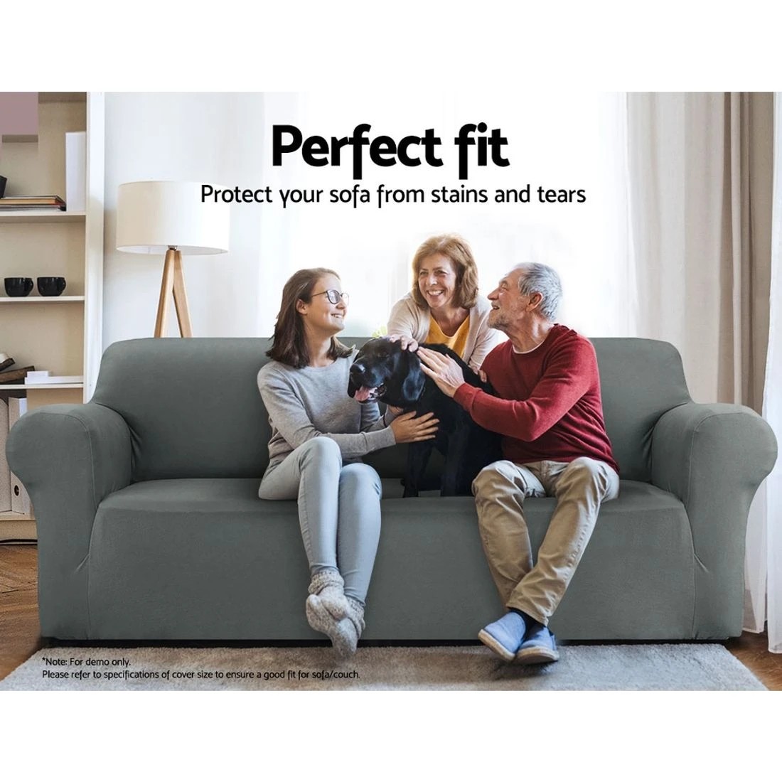 3 Artiss Sofa Cover Couch Covers 4 Seater Stretch - Grey, 3 of 7