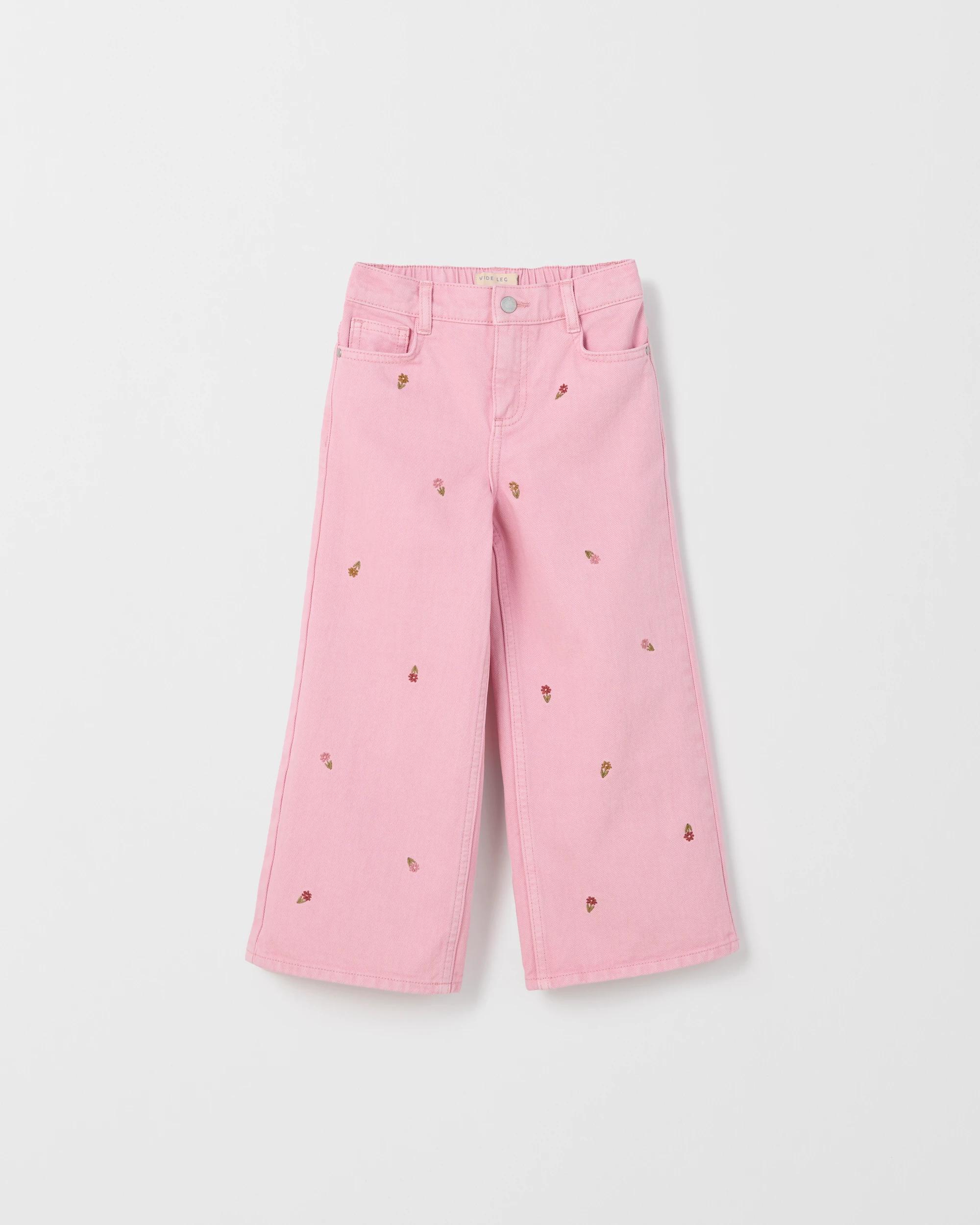1 Target Denim Fashion Wide Leg Jeans PINK, 1 of 2