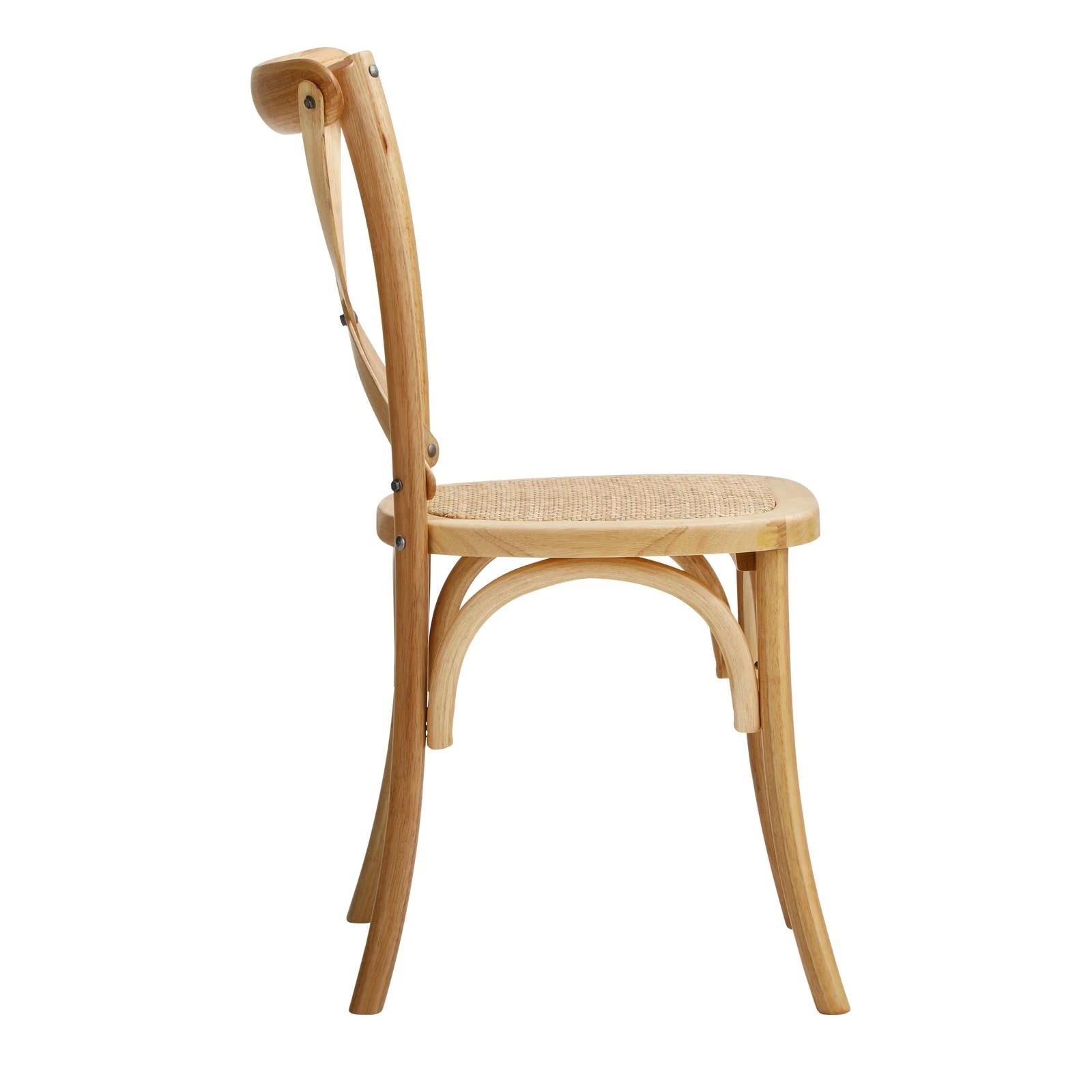 7 Oikiture 4PCS Crossback Dining Chair Solid Birch Timber Wood Ratan Seat - Natural, 7 of 9