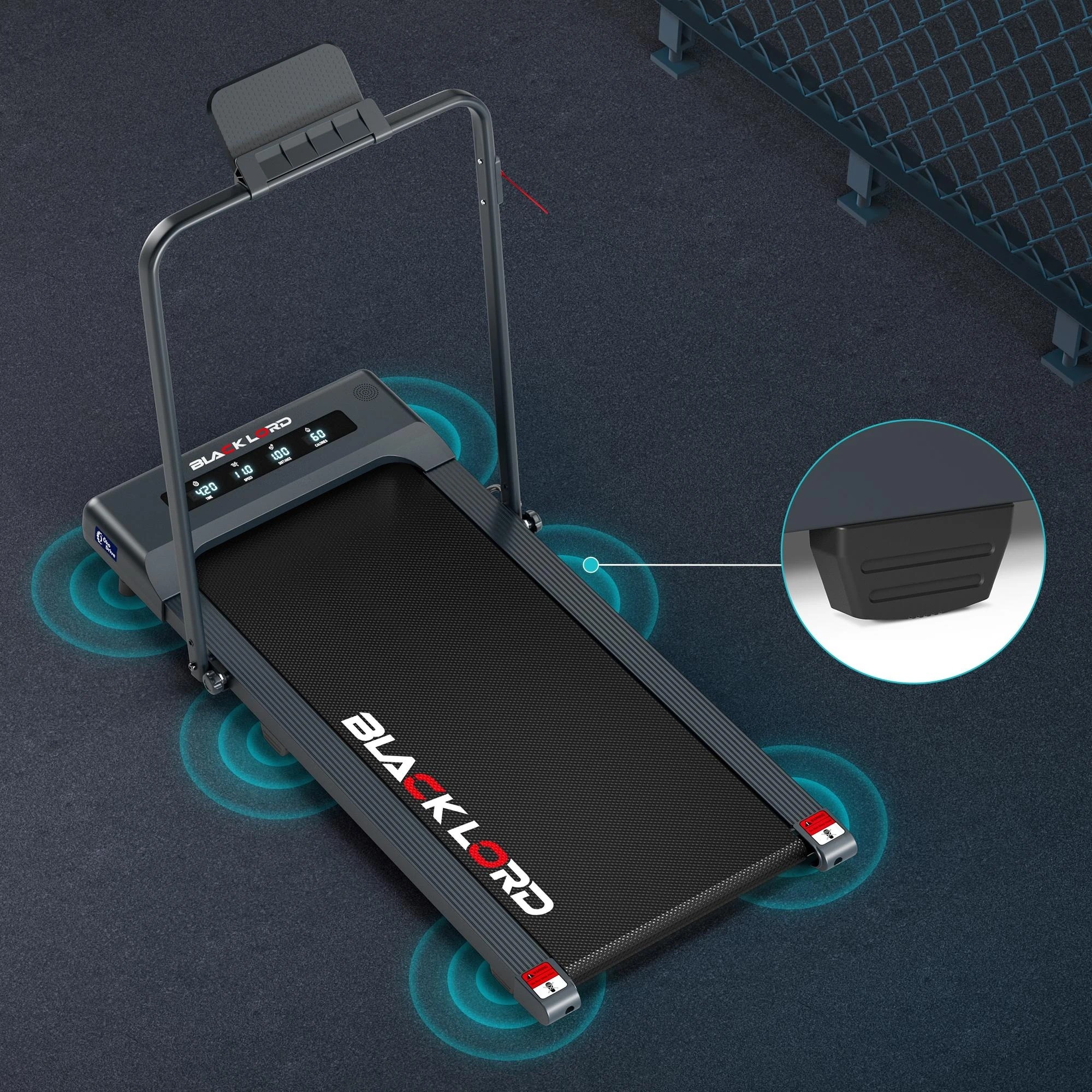 6 Black Lord Treadmill Electric Walking Pad Under Desk Foldable Gym 400mm - Grey, 6 of 10