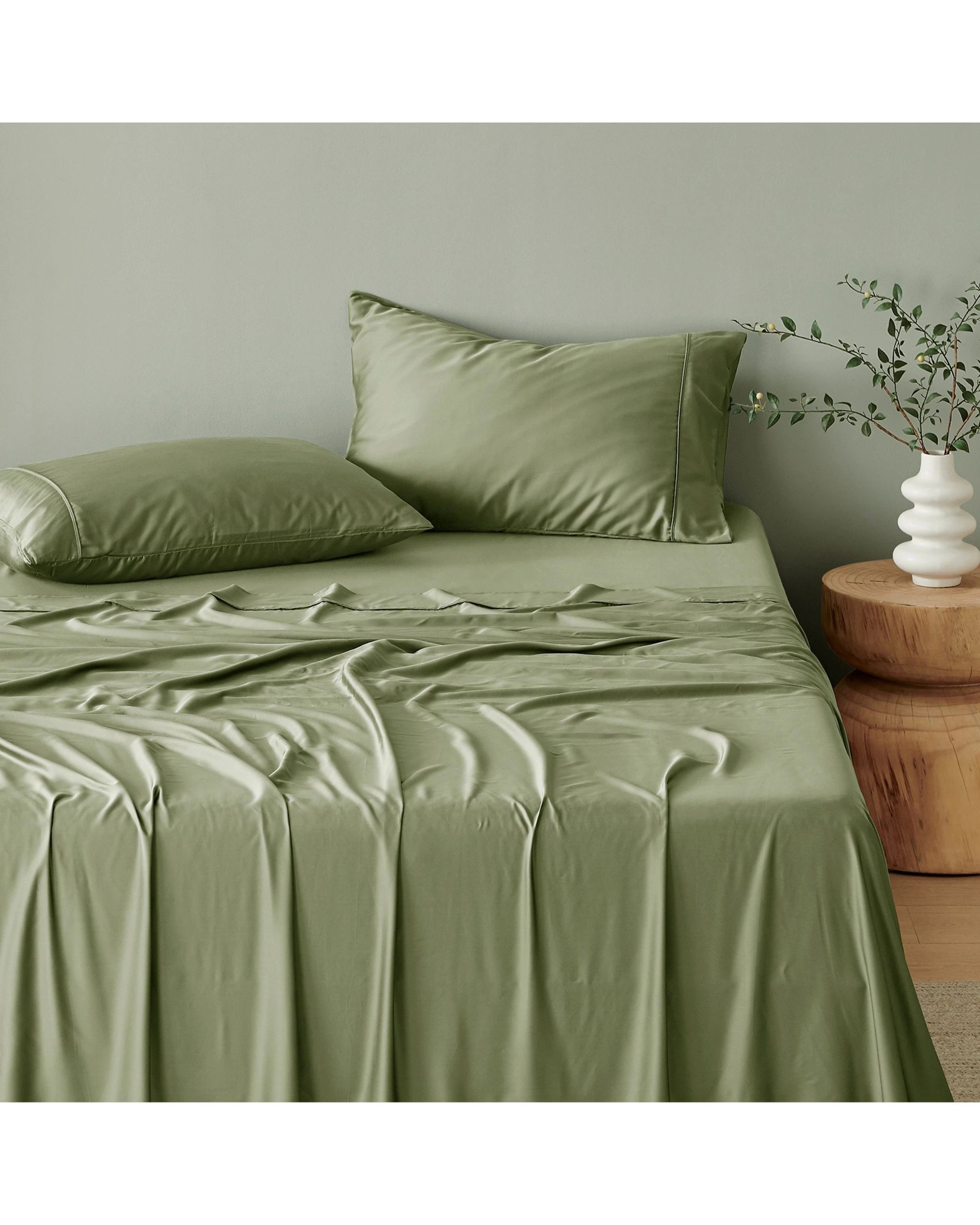 1 Natural Home 400TC 100% Bamboo Sateen Sheet Set - Double Bed - Eucalyptus, 1 of 6