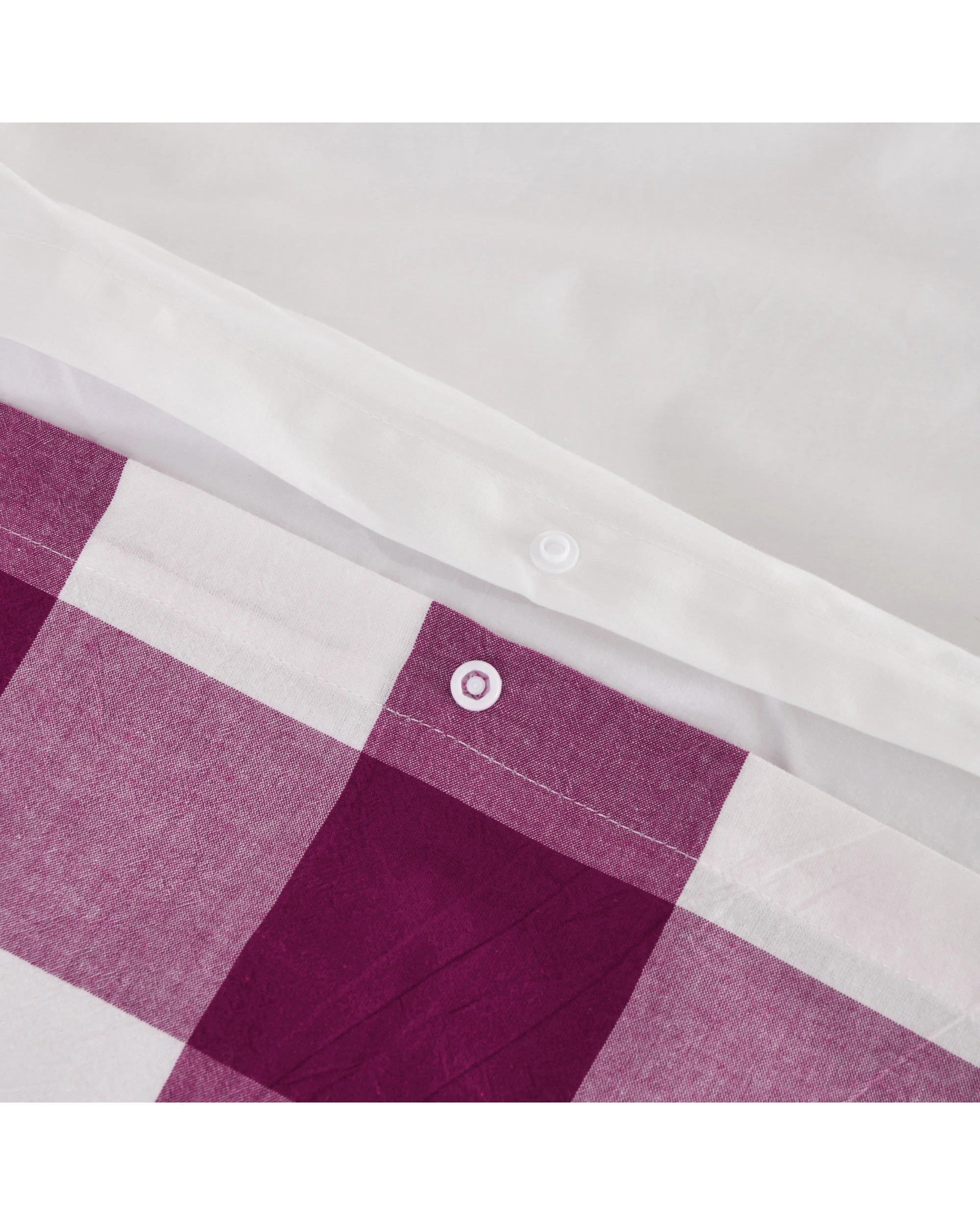 5 Dreamaker Remy Yarn Dyed Washed Cotton Checkered Quilted Cover Set - King Bed - Berry, 5 of 7