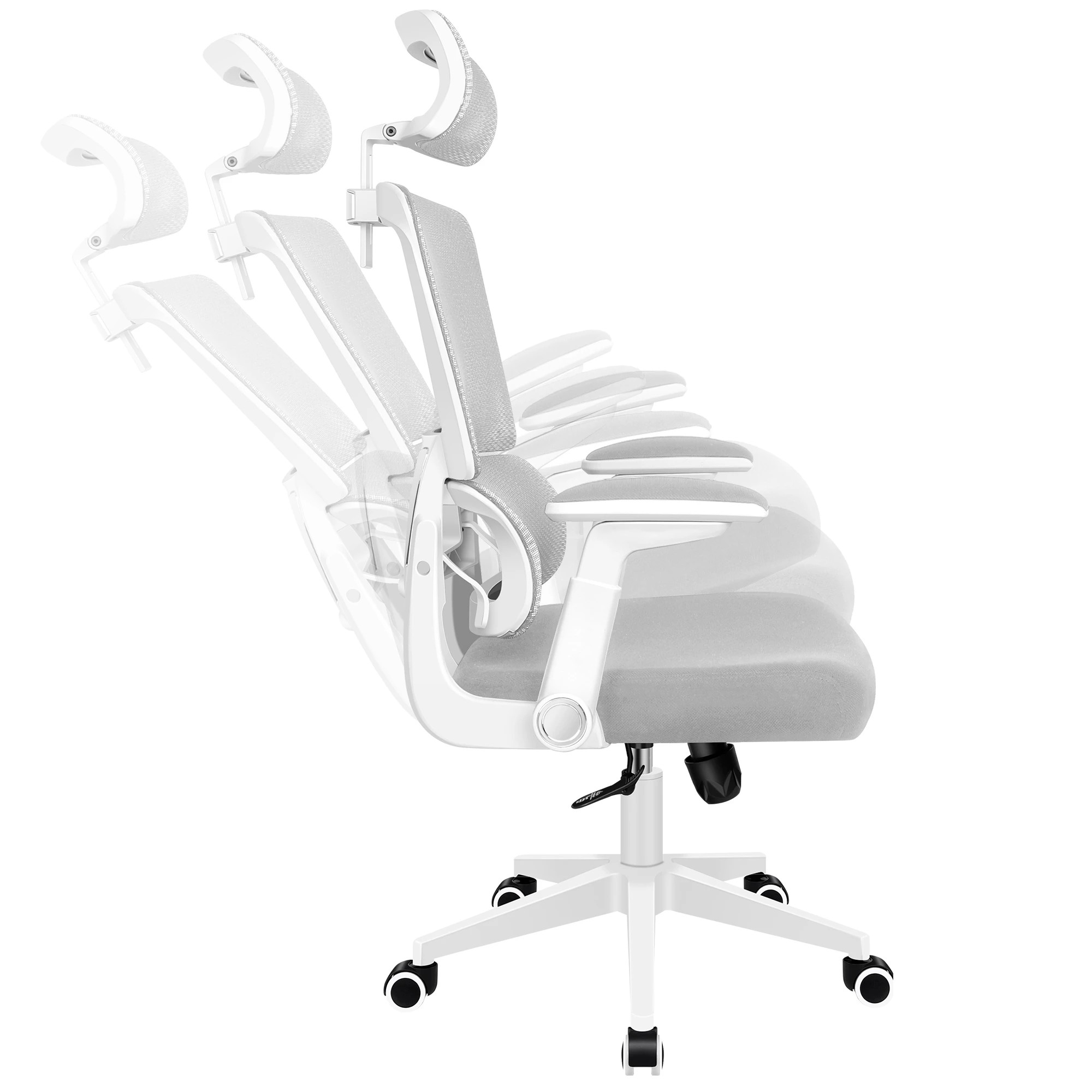 5 Alfordson Mesh Office Chair Executive Gaming Seat Racing Tilt Study Computer - White Grey, 5 of 10