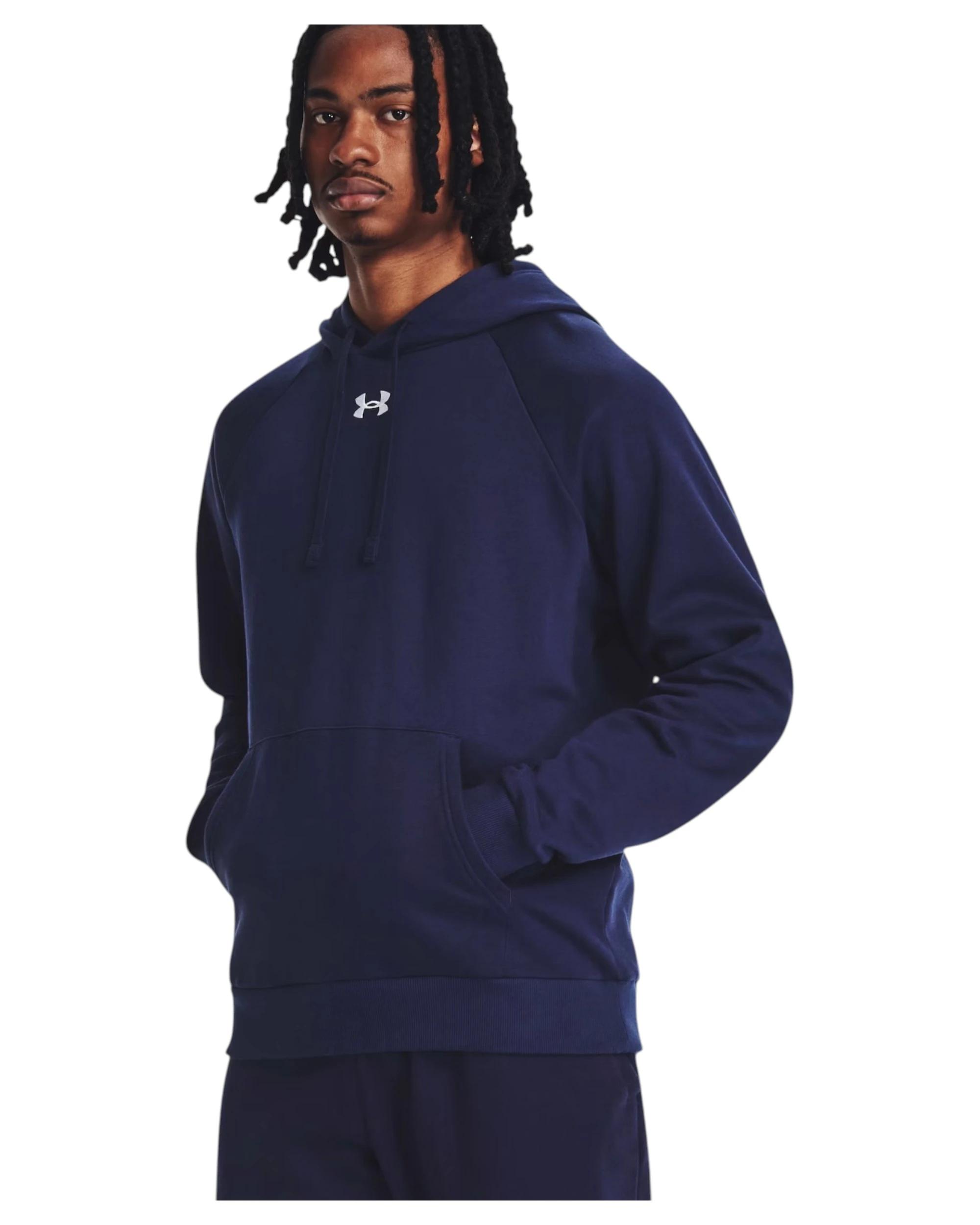 3 Under Armour Mens Rival Fleece Navy Hoodie NAVY, 3 of 6