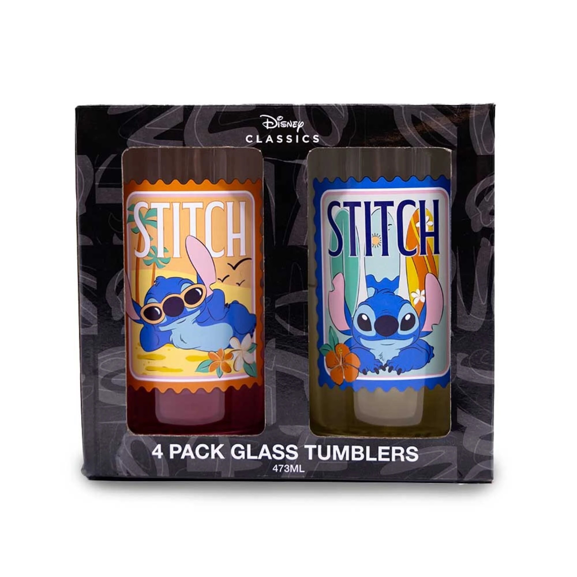 3 Disney - Lilo & Stitch - Stitch Postal Stamps Glass 4-Pack, 3 of 4