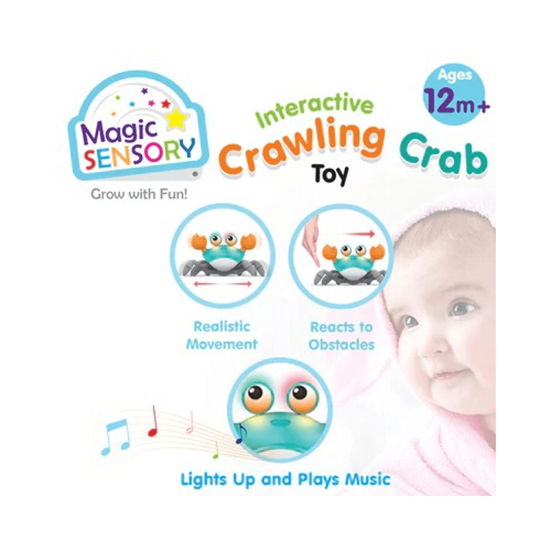 3 Magic Sensory Interactive Crawling Crab Toy - Blue, 3 of 6