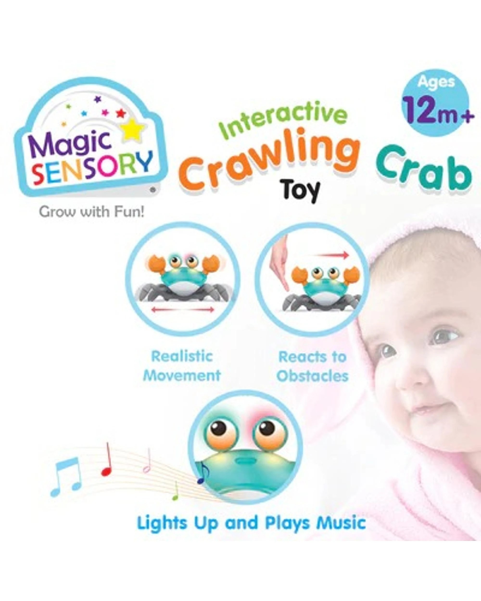 3 Magic Sensory Interactive Crawling Crab Toy - Blue, 3 of 6