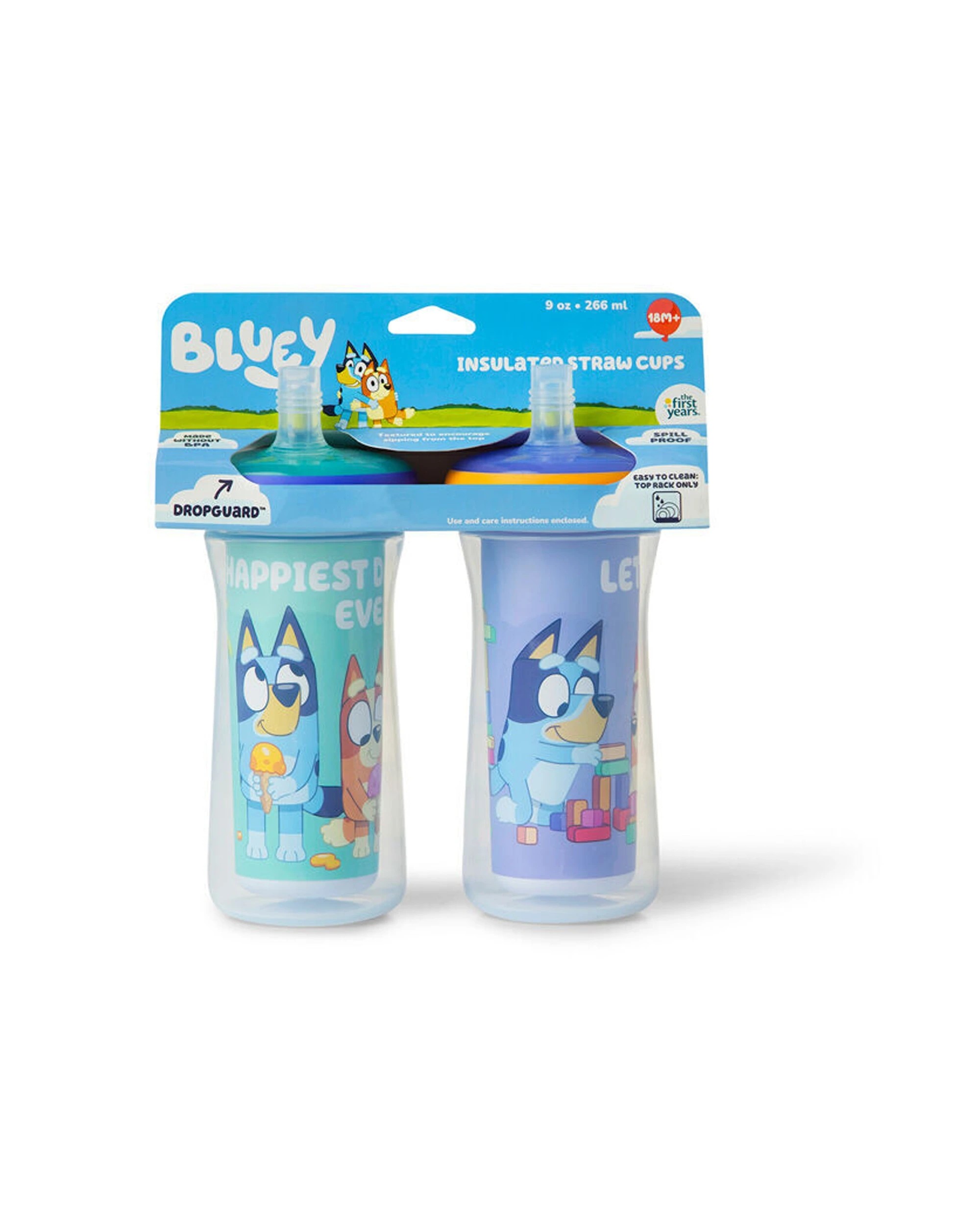 2 The First Years 2x Bluey Insulated Straw Bottle With DropGuard 2PK 266ml - Multi, 2 of 4