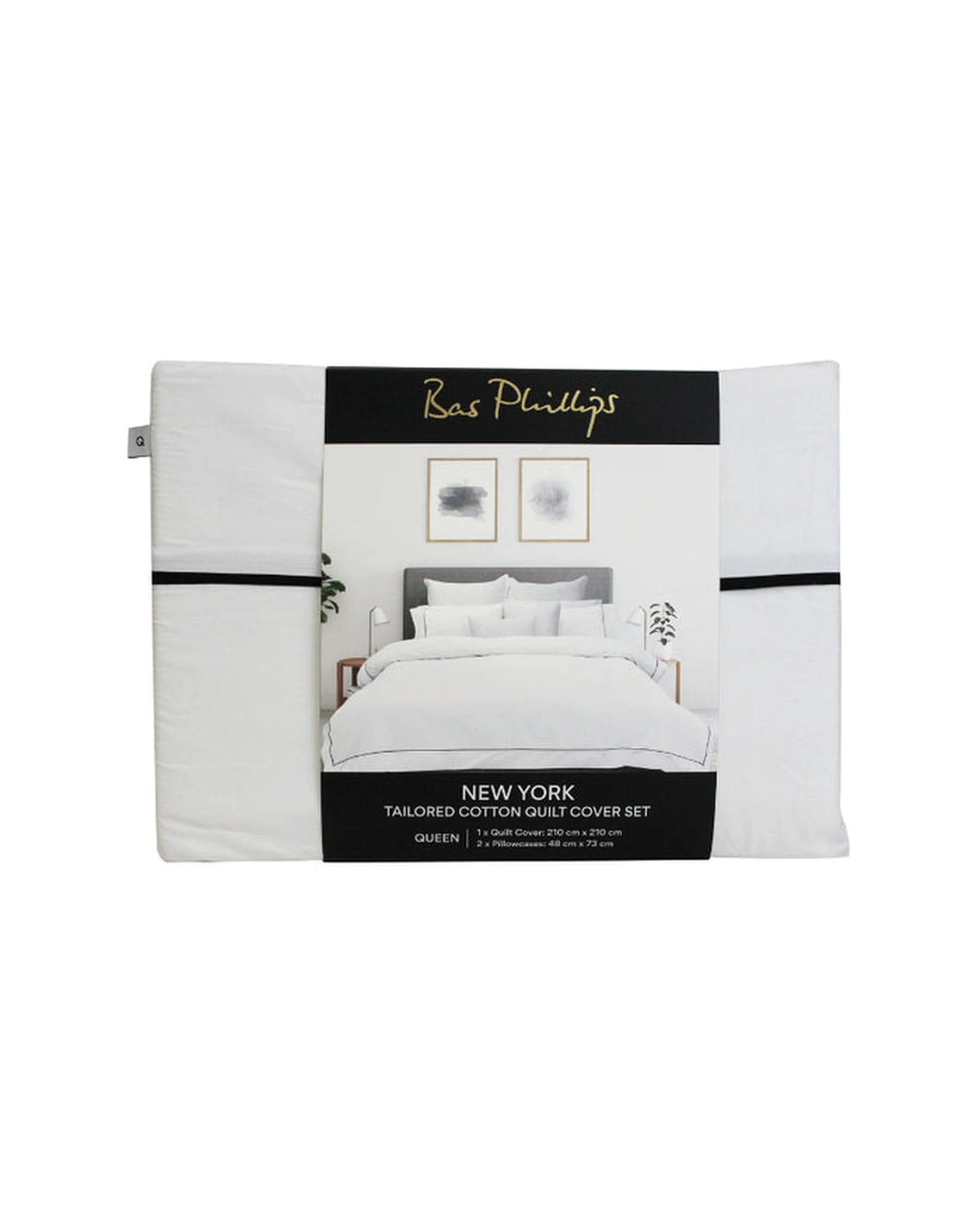1 Bas Phillips New York Quilt Cover Set - Queen Bed - White, 1 of 4
