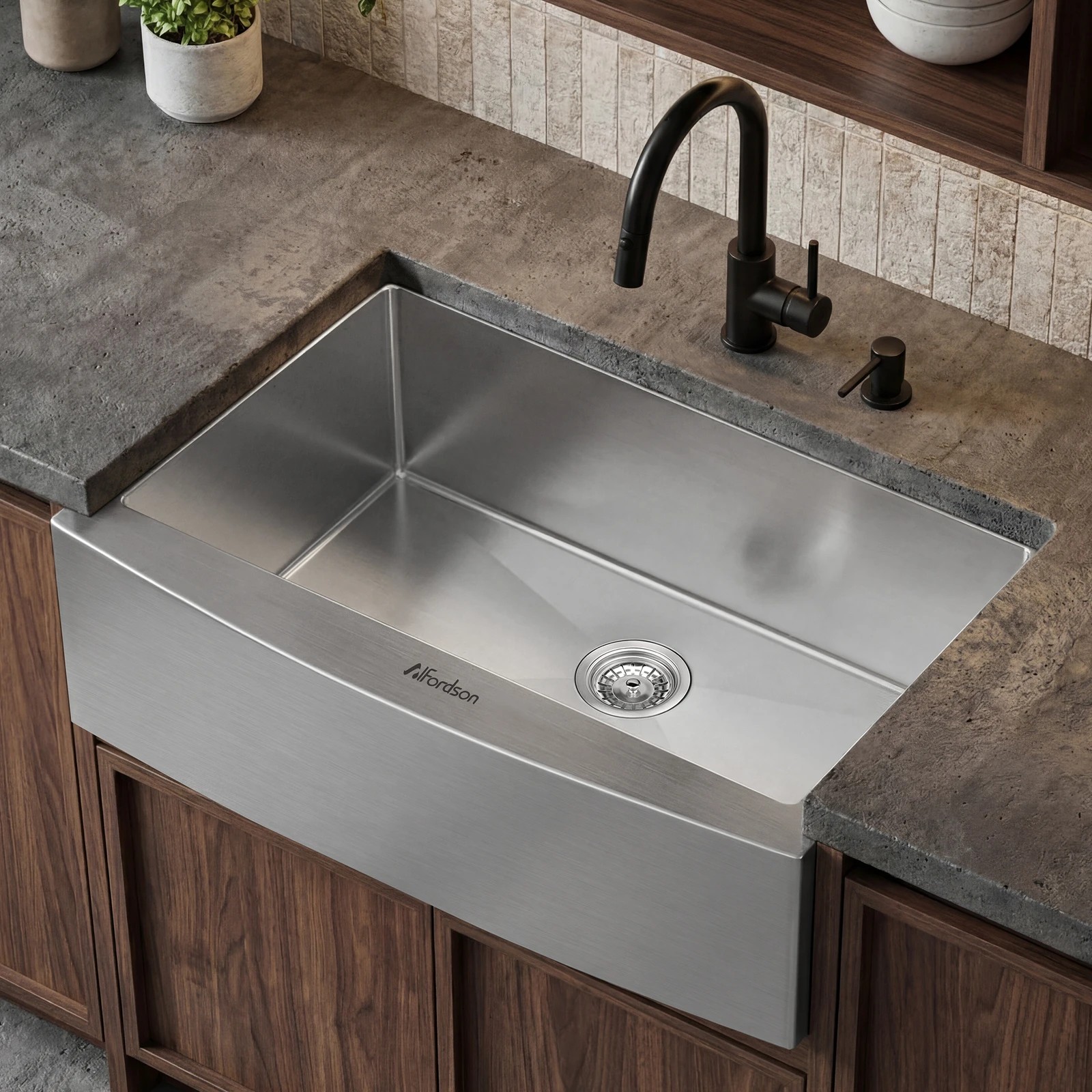 2 Alfordson Farmhouse Kitchen Sink 81x50cm Stainless Steel Basin Single Bowl - Silver, 2 of 9