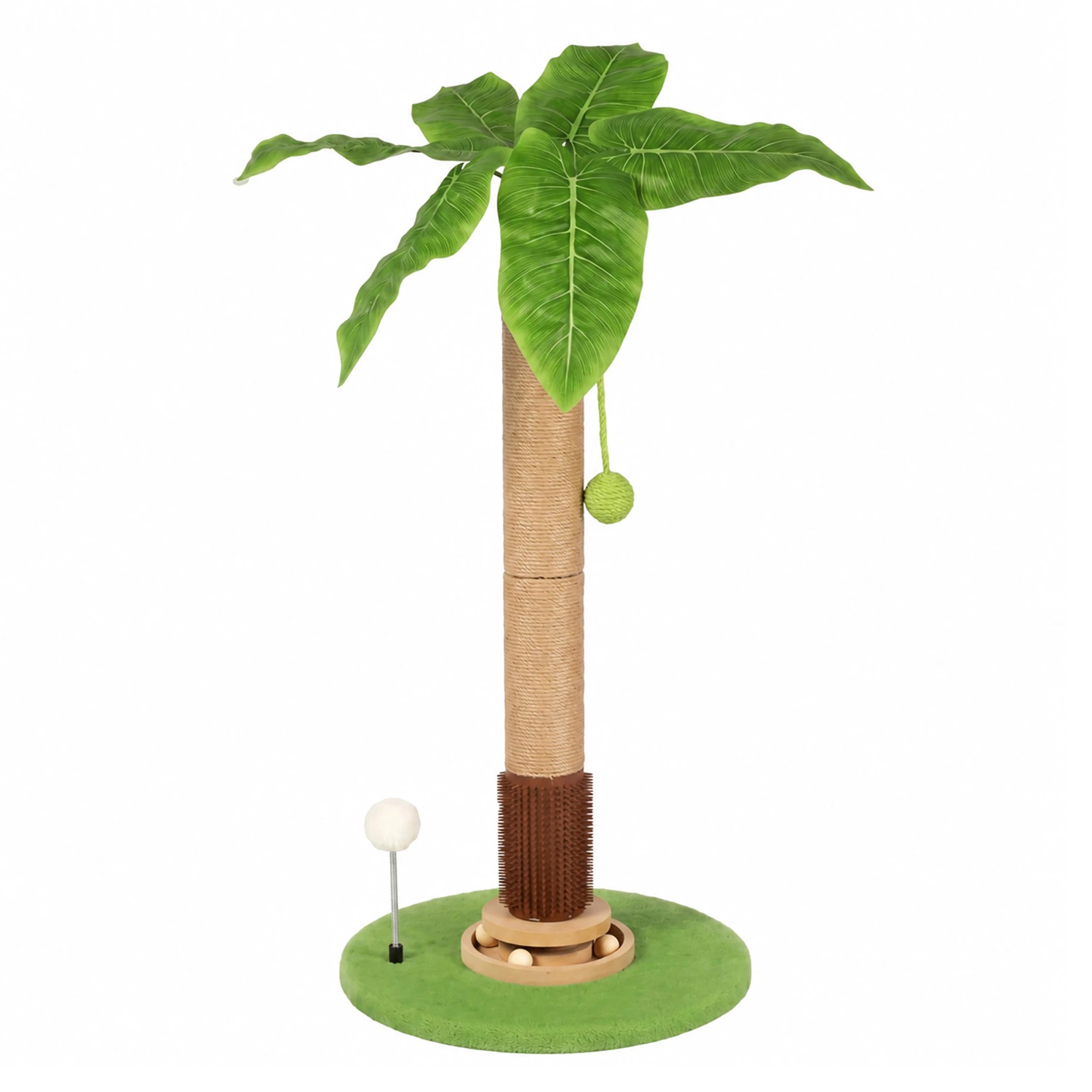 2 Pawz Cat Scratching Post Palm Tree Cat Scratcher Balls Sisal - Green - Green, 2 of 8
