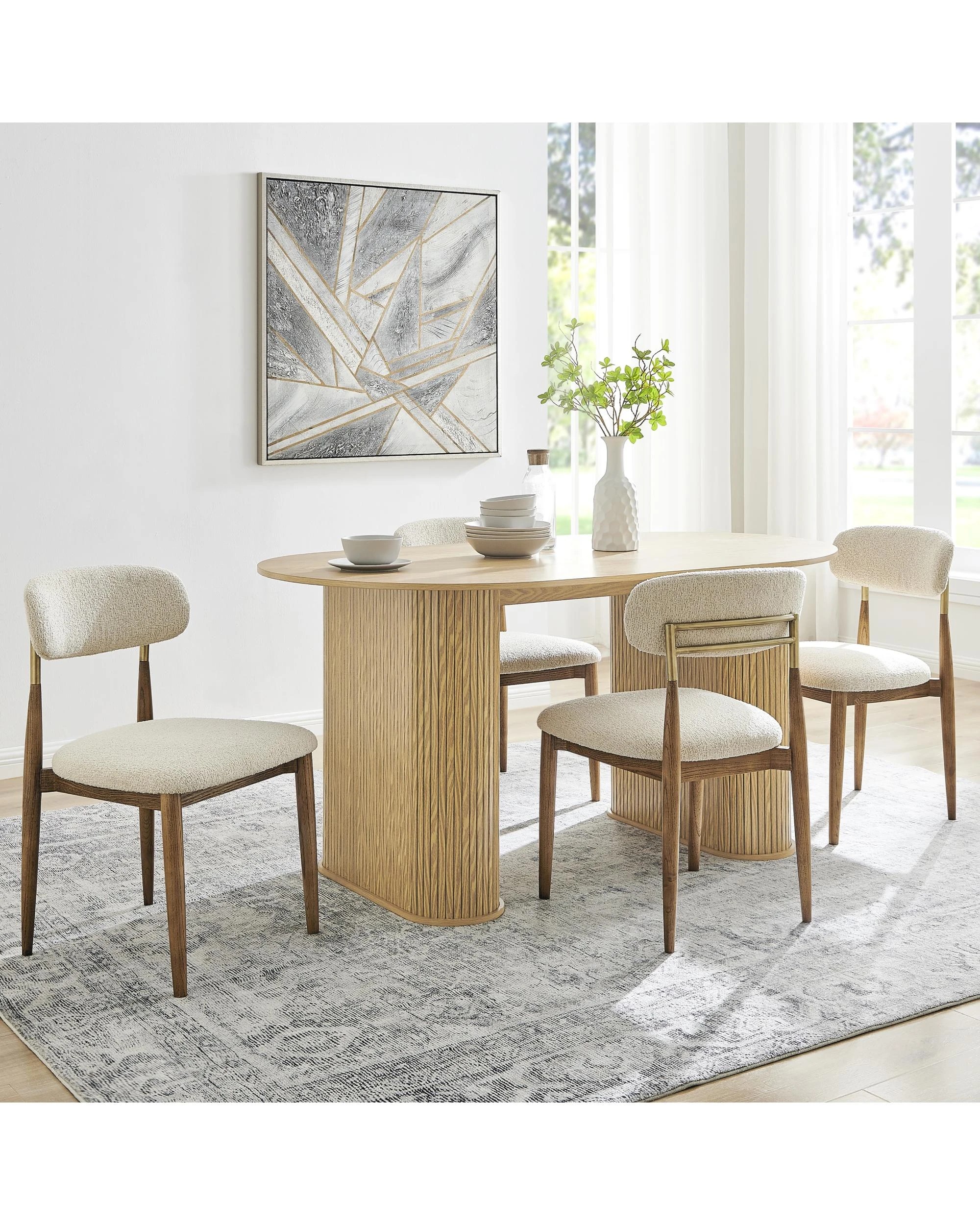 2 Kodu Oval Dining Table Oval 160cm Slat Detail Base - Natural, 2 of 7