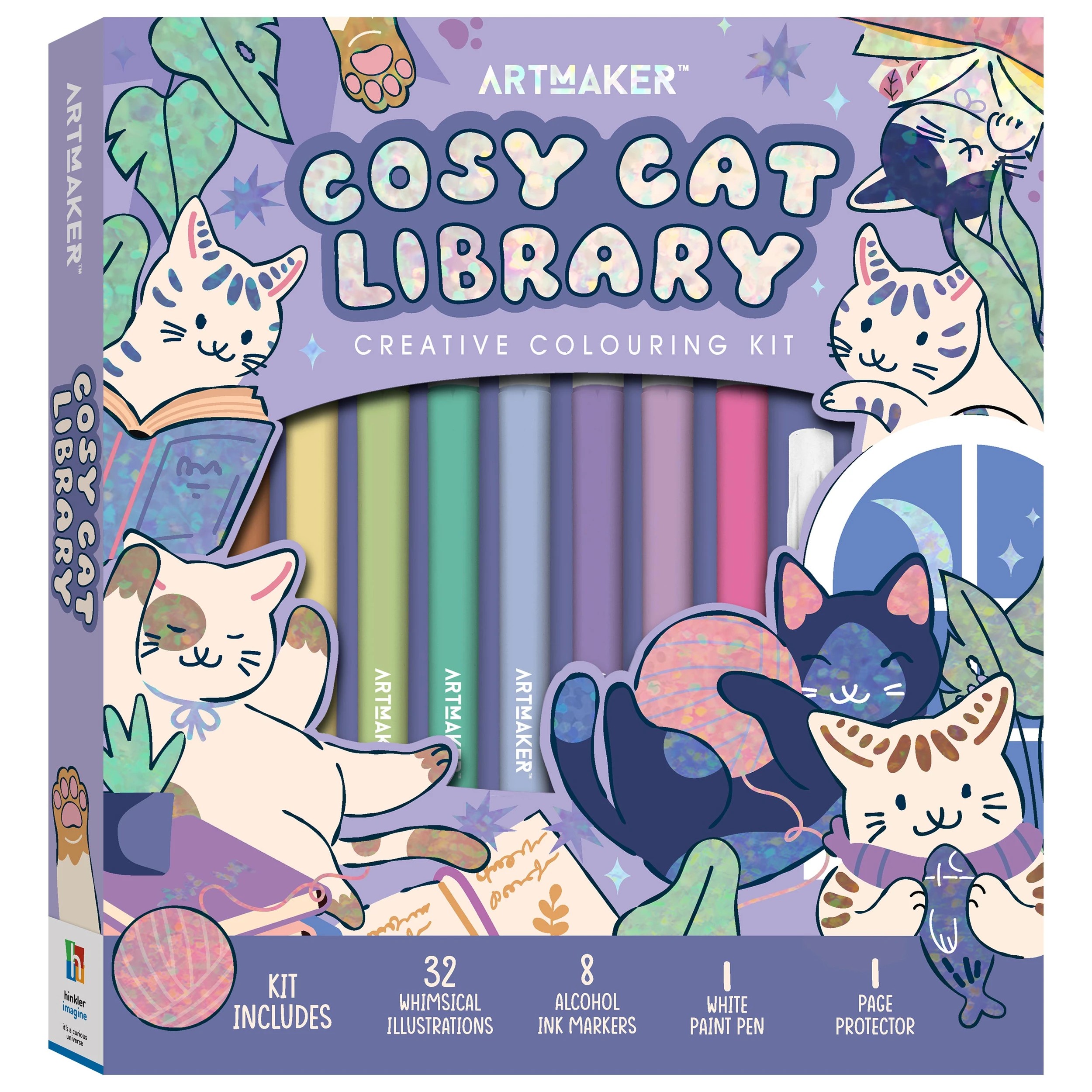 1 ArtMaker Cosy Cat Library: Creative Colouring Kit - Book, 1 of 5