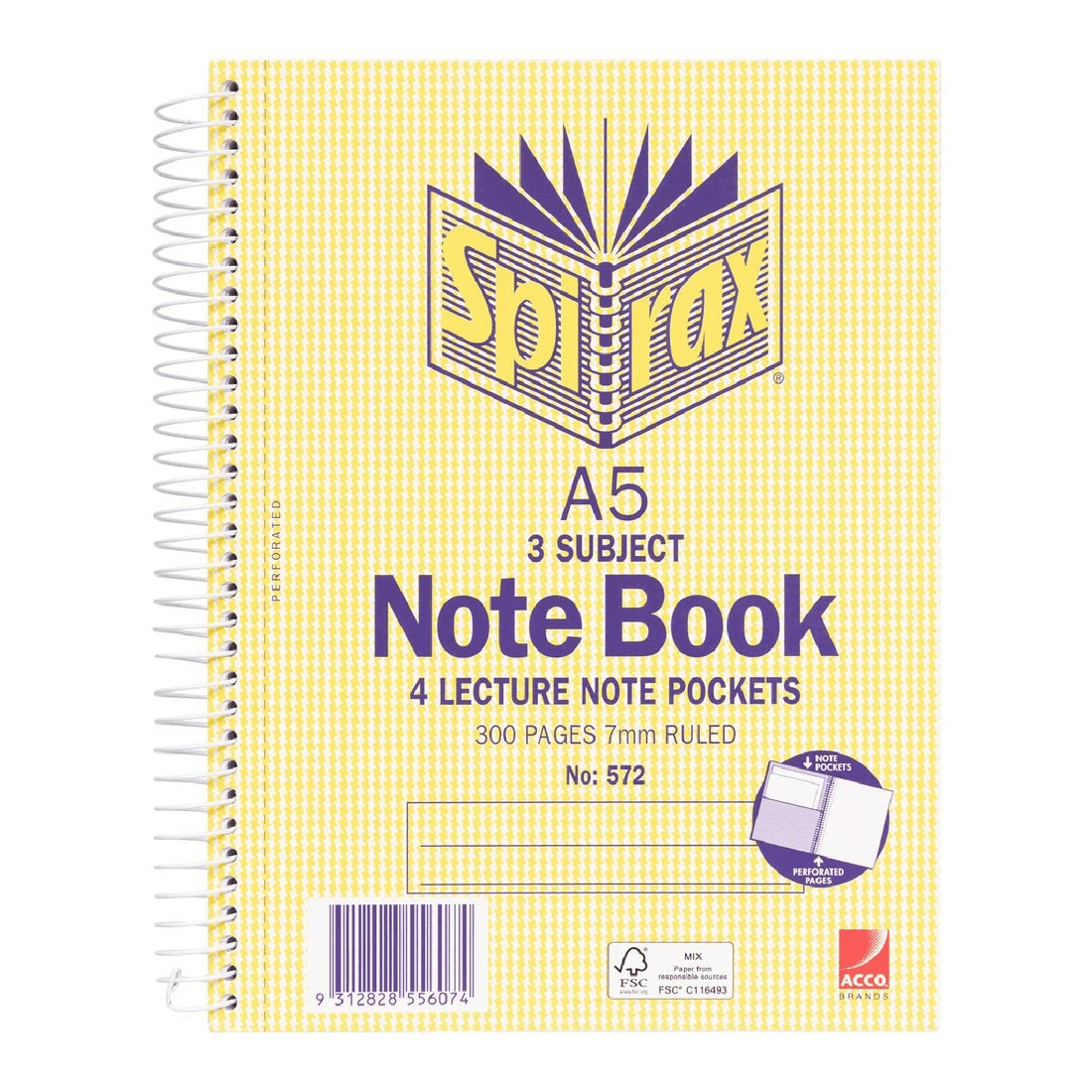 1 Spirax No. 572 A5 3 Subject Notebook 210 x 148mm 300 Page, 1 of 3