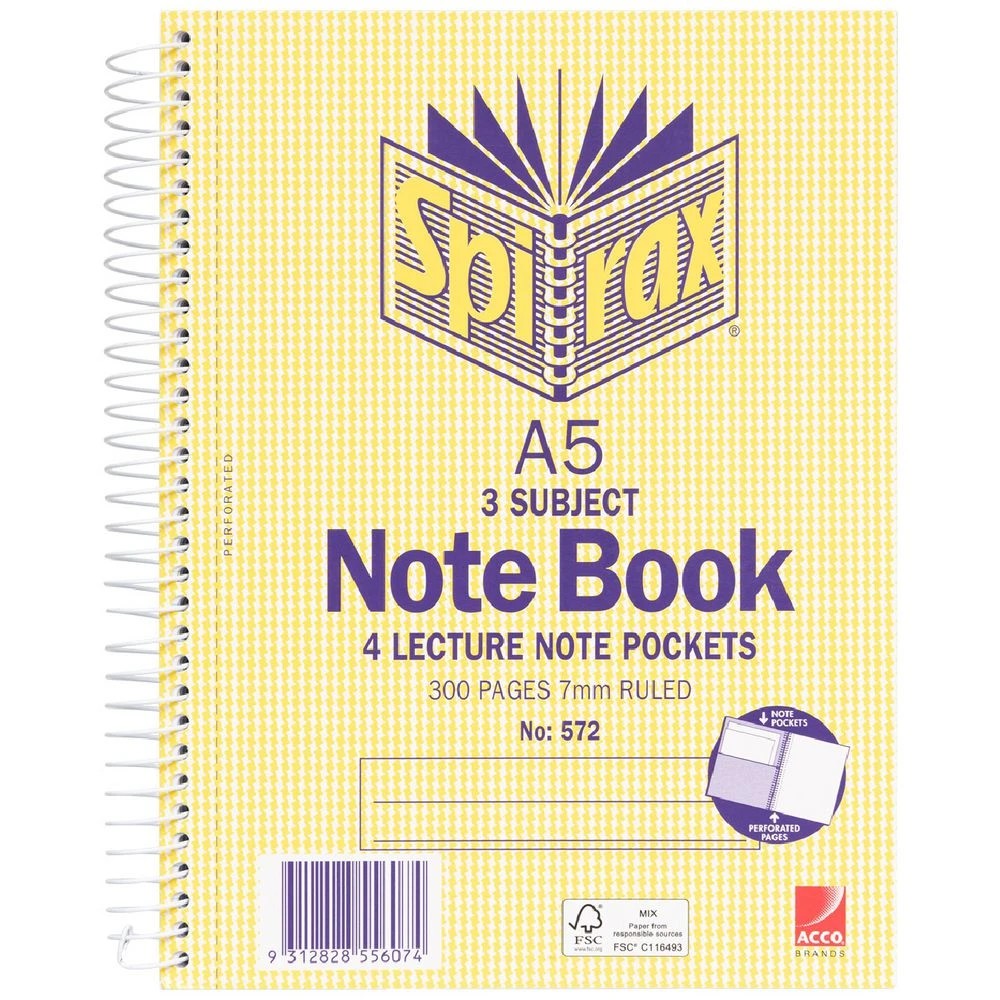 1 Spirax No. 572 A5 3 Subject Notebook 210 x 148mm 300 Page, 1 of 3