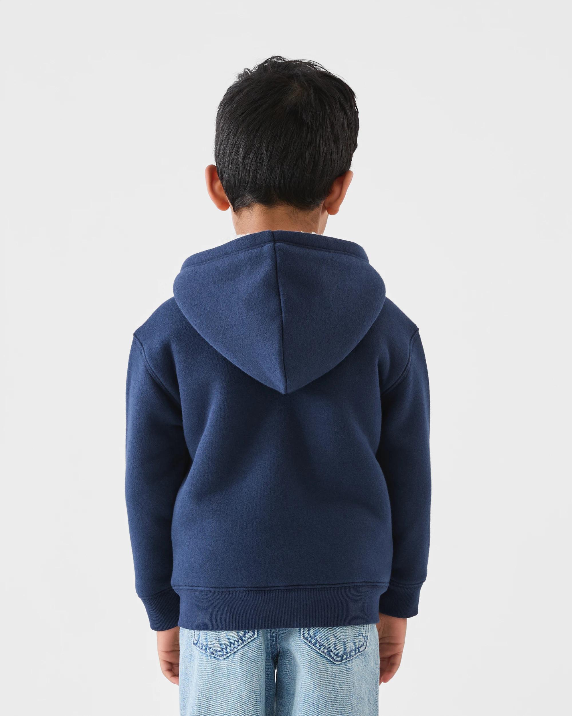 6 Sherpa Lined Hoodie Dress Navy, 6 of 9