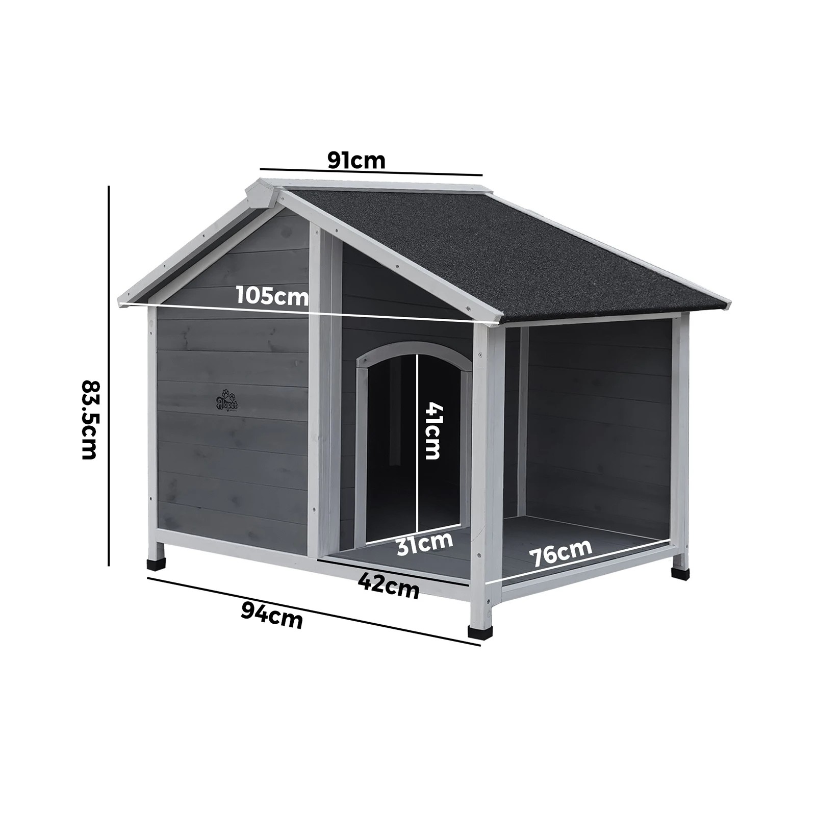 10 Alopet Dog Kennel Kennels House Outdoor Pet Wooden Large Cage Cabin Box Awning - Multi, 10 of 10