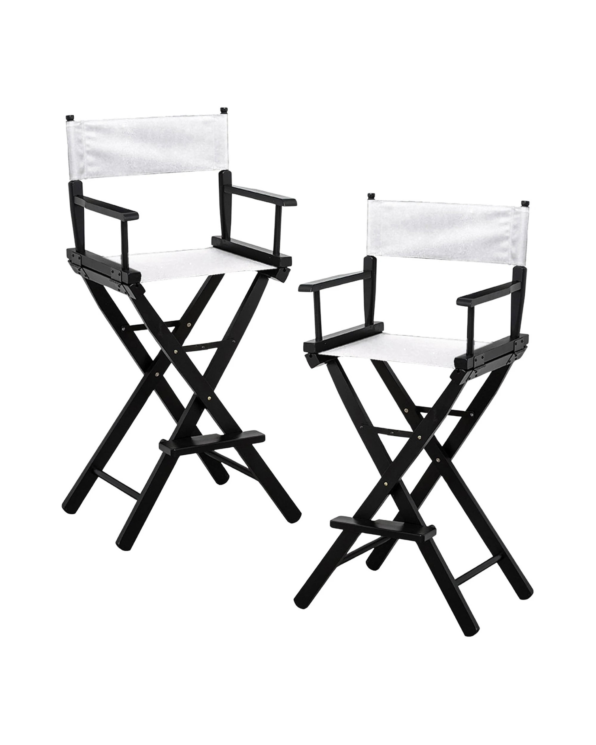 1 Sarantino Set of 2 White Tall Directors Chair Beech Wood Frame with Canvas Seat, 1 of 4