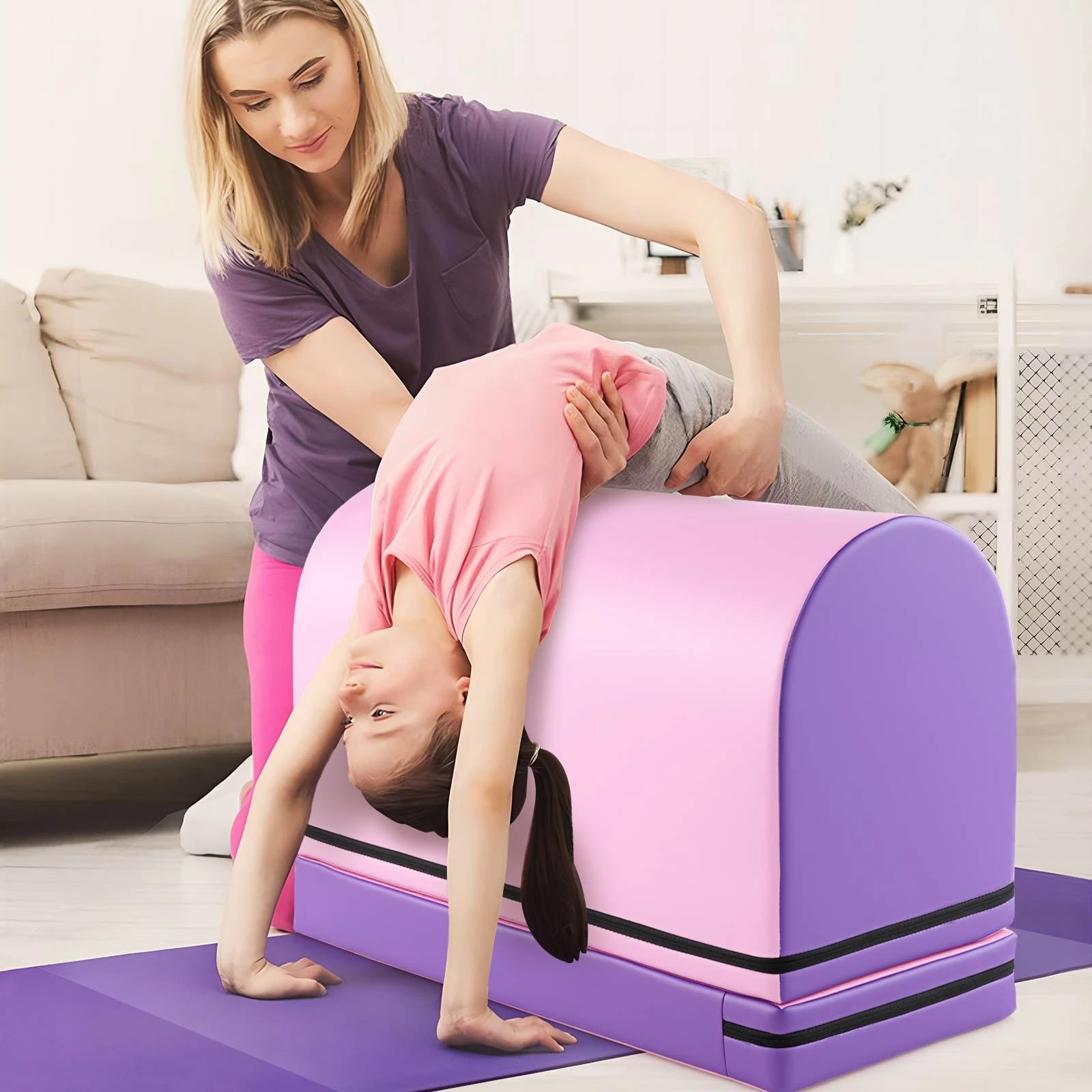 1 Costway Gymnastics Vaulting Box PU Leather Tumbling Aid Trainer - Purple, 1 of 1