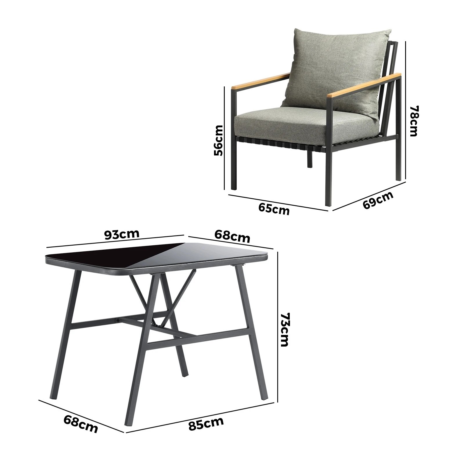 2 Livsip Outdoor Dining Set Table And Chairs Patio Furniture Garden Setting 3pcs
 - Multi, 2 of 10