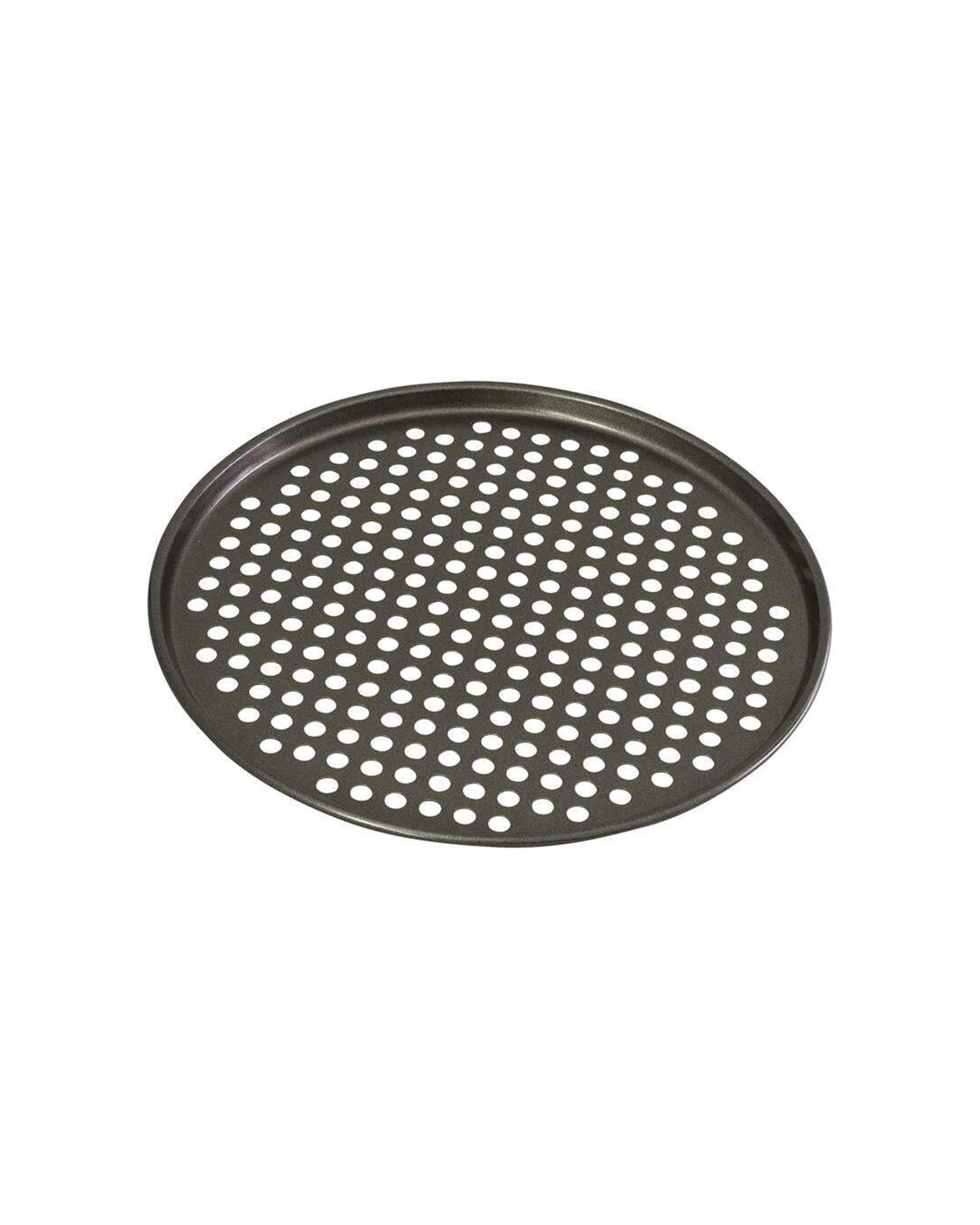 1 Bakemaster 32cm Pizza Crisper Tray Perforated Carbon Steel Double Non-stick - Grey, 1 of 3
