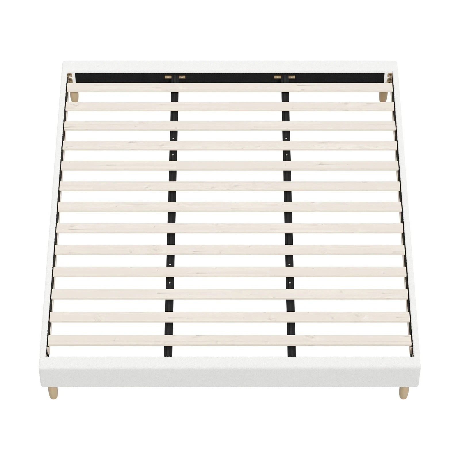 6 Oikiture King Bed Base Boucle Bed Frame
 - White, 6 of 10