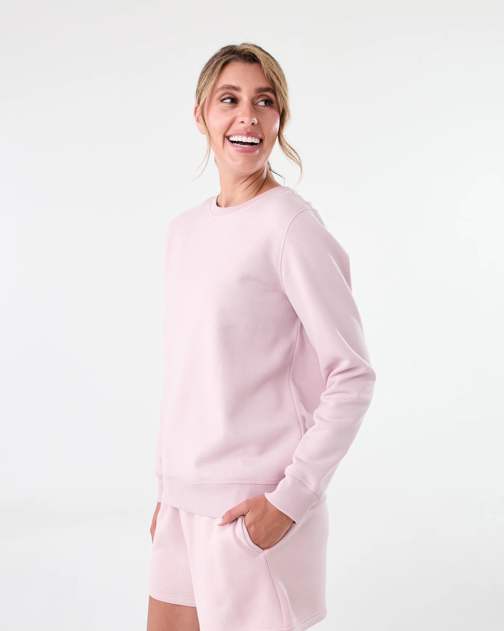 2 Active Womens Basic Crew Neck Sweatshirt Sol B Pink, 2 of 7