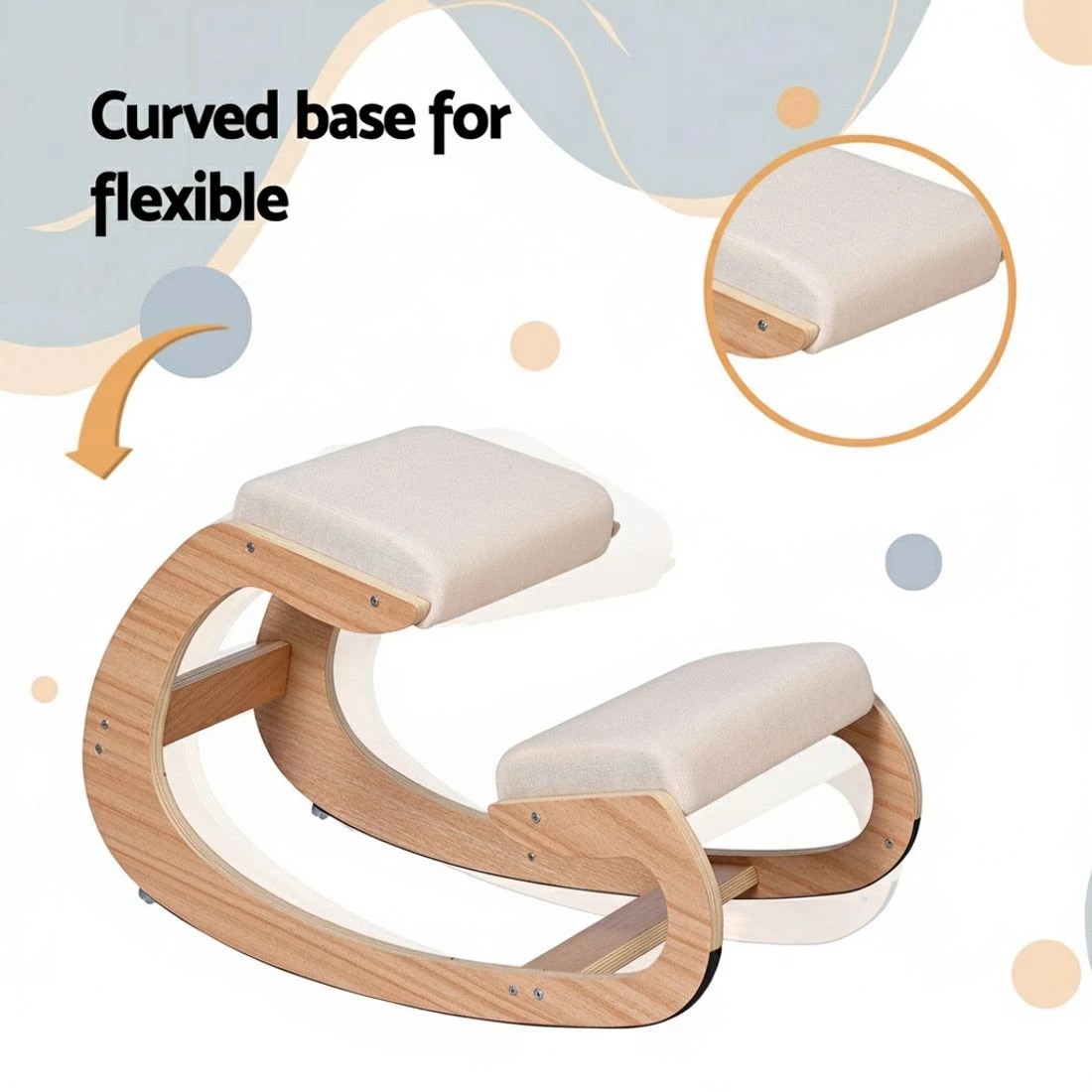 8 Artiss Kneeling Chair Ergonomic Posture Chair with Memory Foam Balance Stool - Beige, 8 of 8