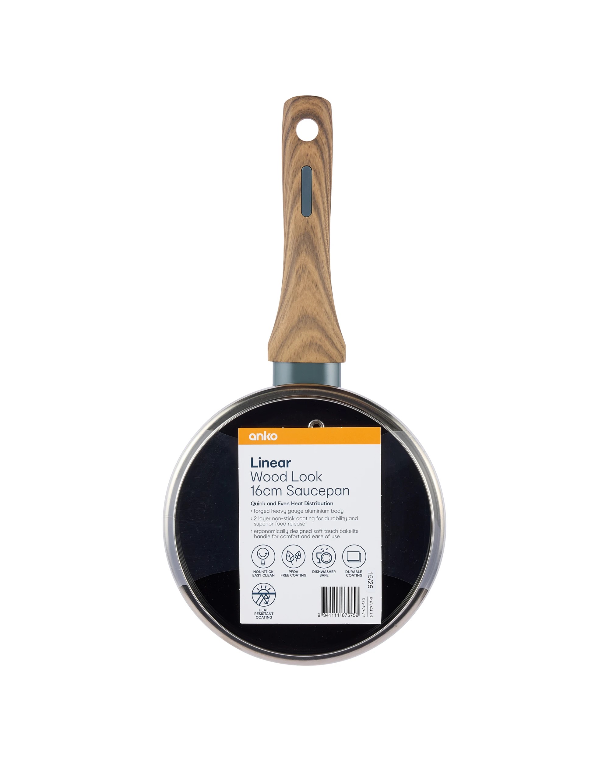6 16cm Linear Wood Look Saucepan, 6 of 6