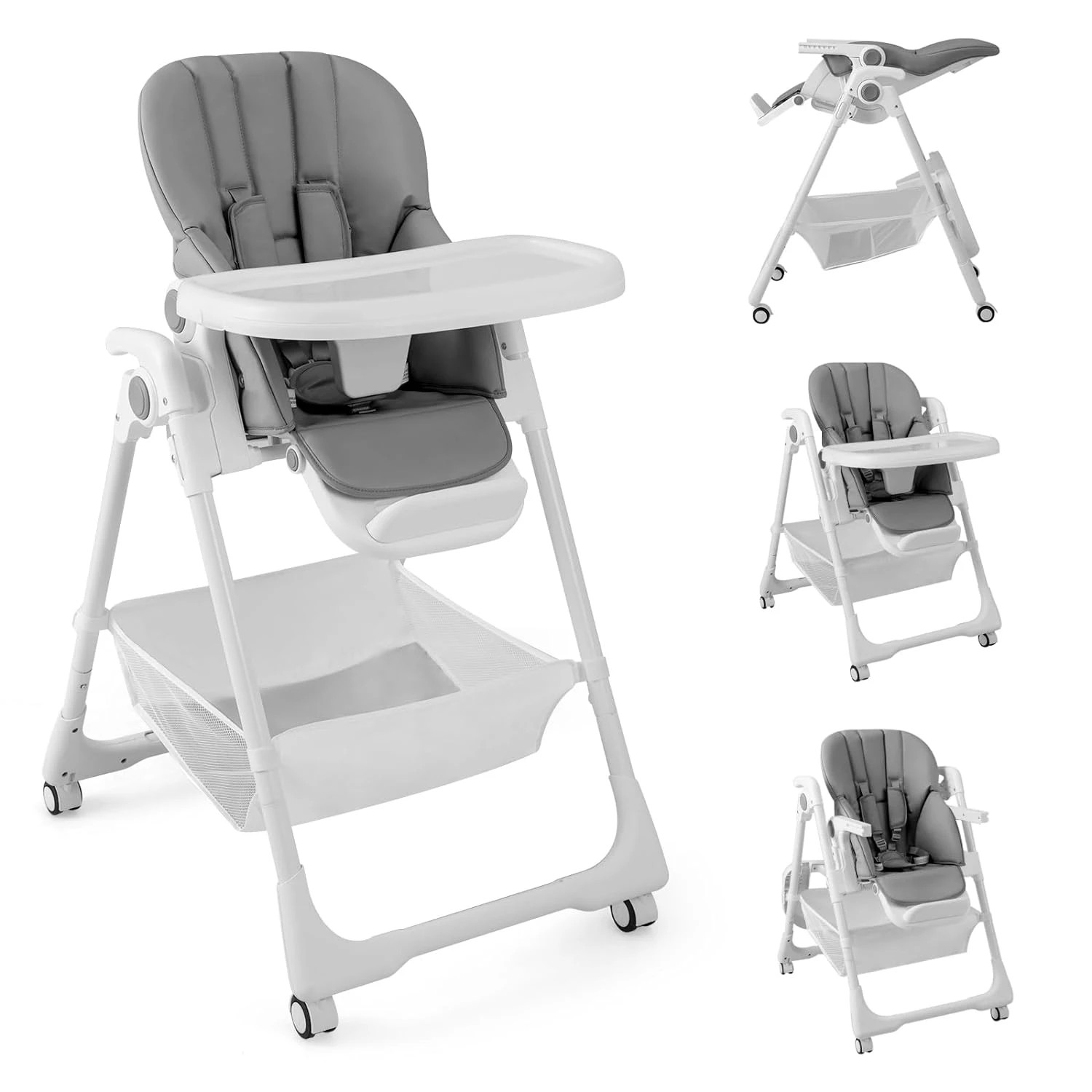 1 Costway High Chair Portable Dining Seat Grey, 1 of 2