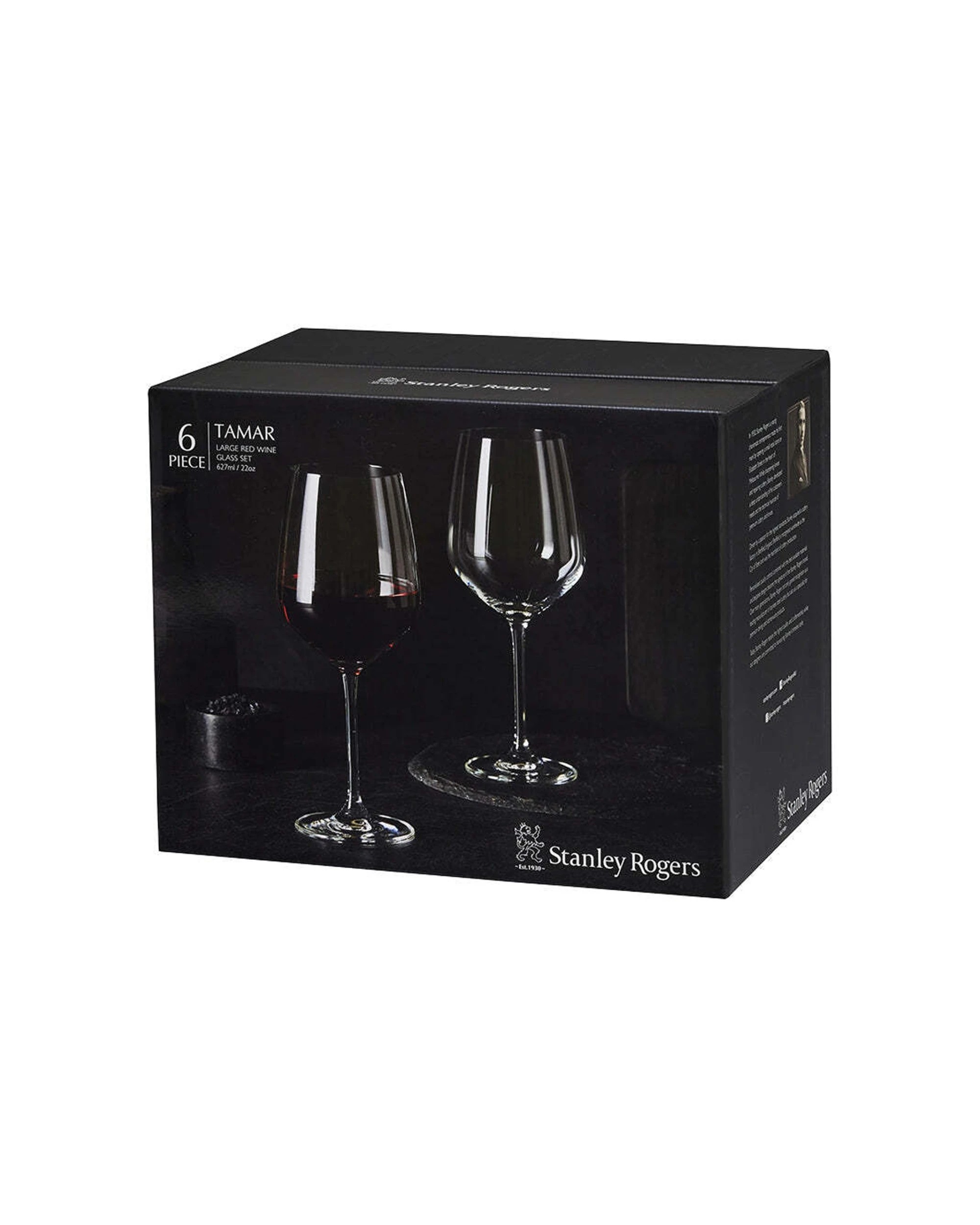 3 6pc Stanley Rogers Tamar 627ml Red Wine Crystal Glass Stemmed Party Set Large
 - Clear, 3 of 3